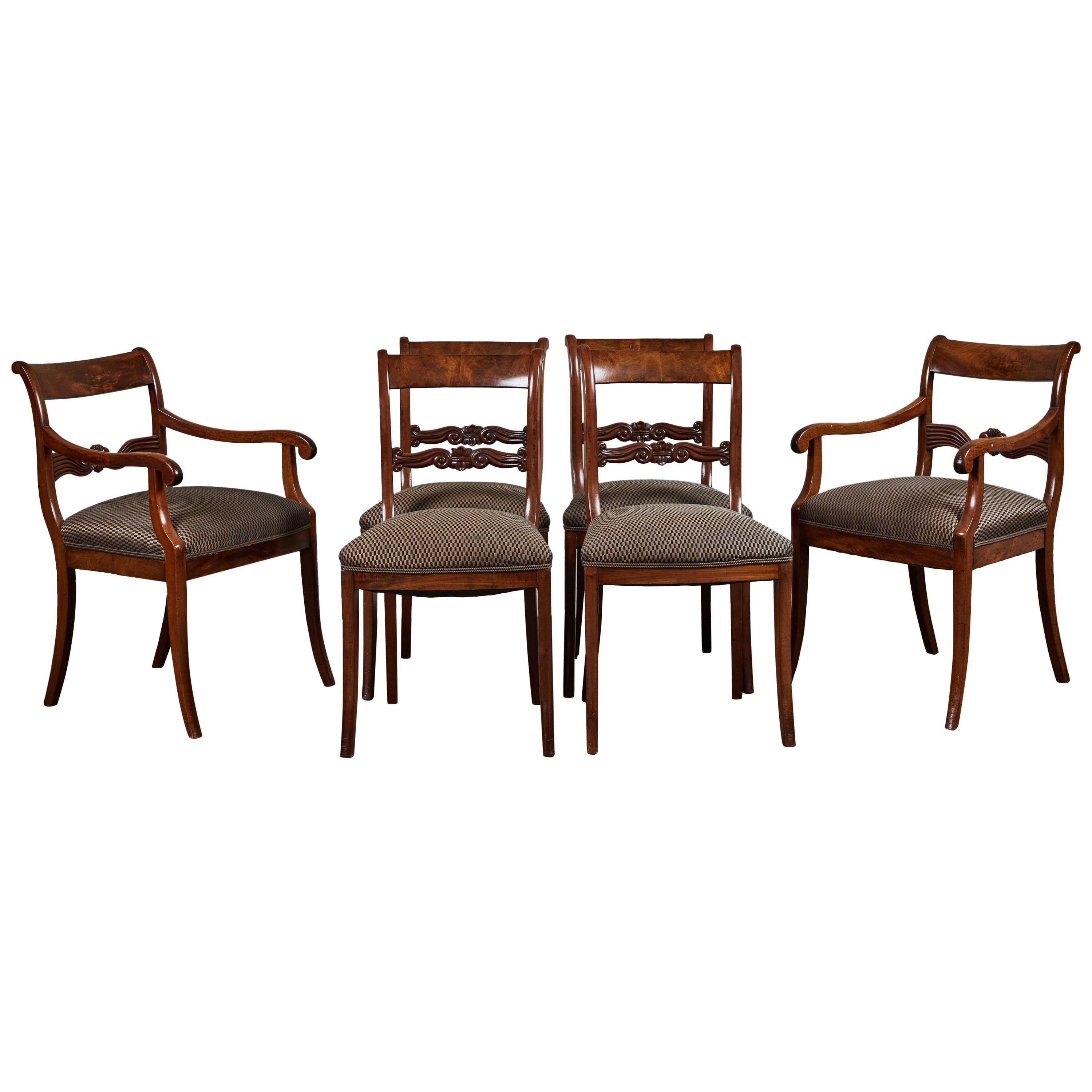 19th Century Set of 6 English Mahogany Dining Chairs
