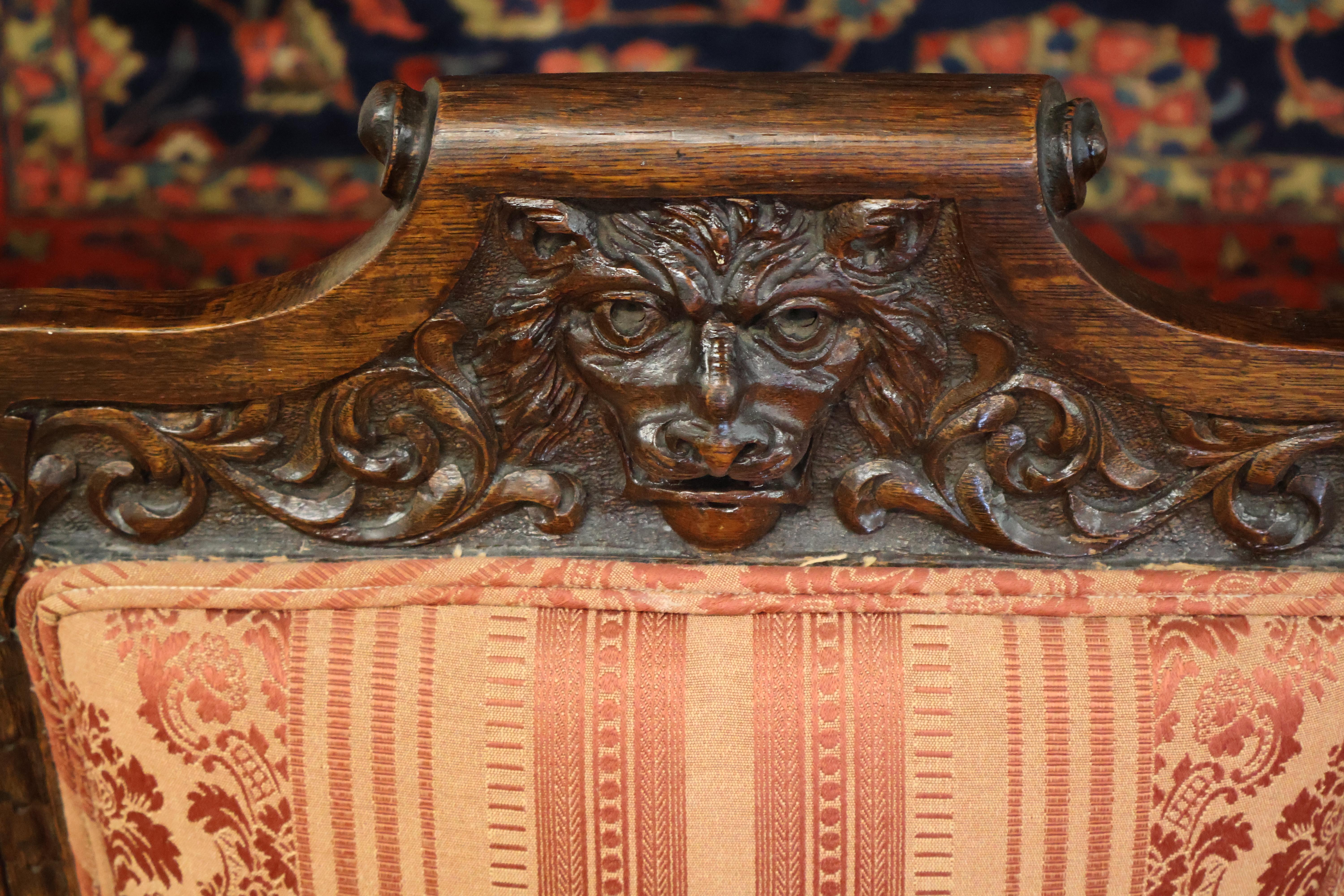 Set di 6 sedie da pranzo intagliate in stile rinascimentale in Oak Tiger del 19° secolo in vendita 7