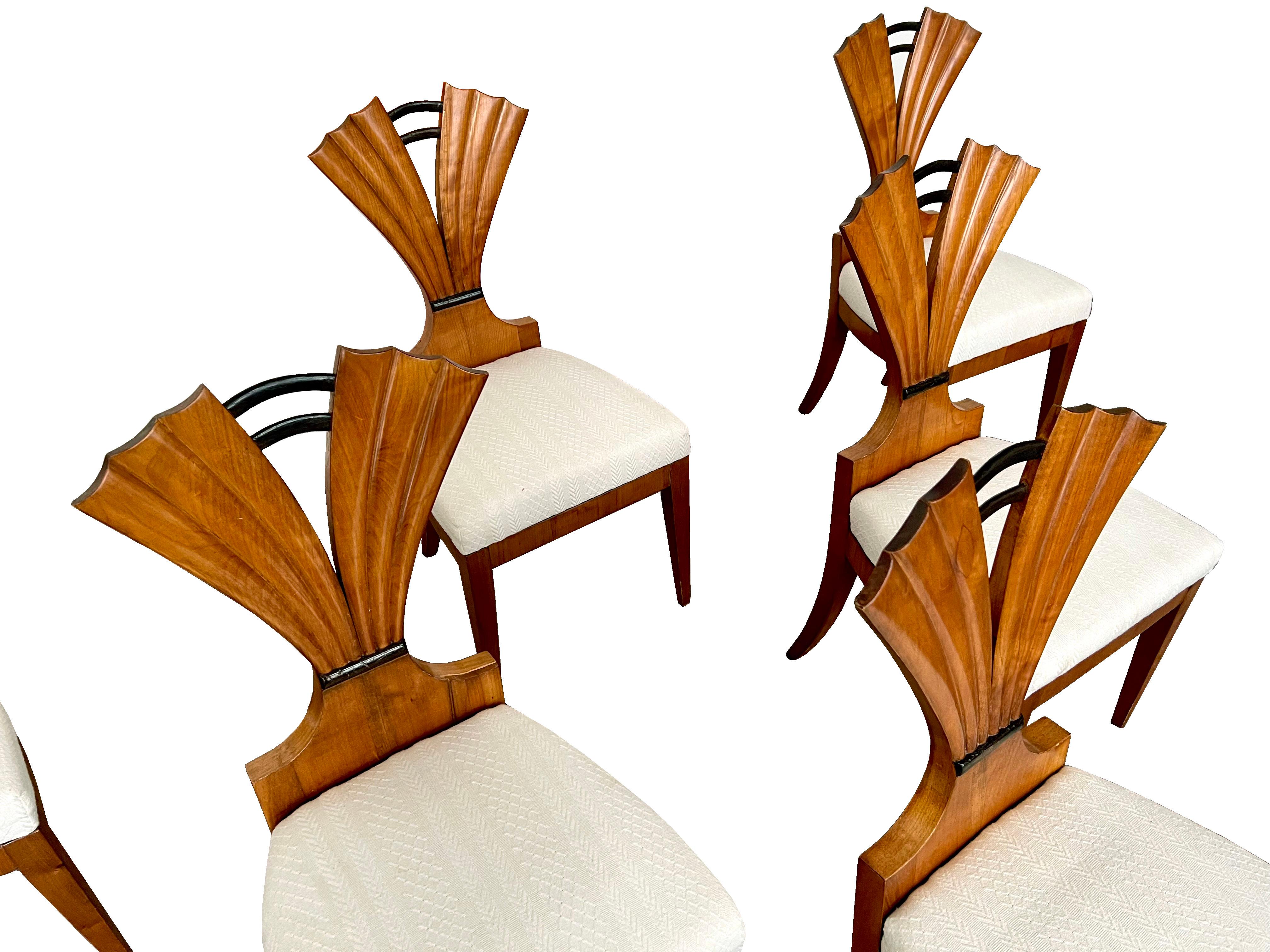 Ebonized 19th Century Fine Set of Six Biedermeier Chairs. Vienna, Circa. 1820-25.