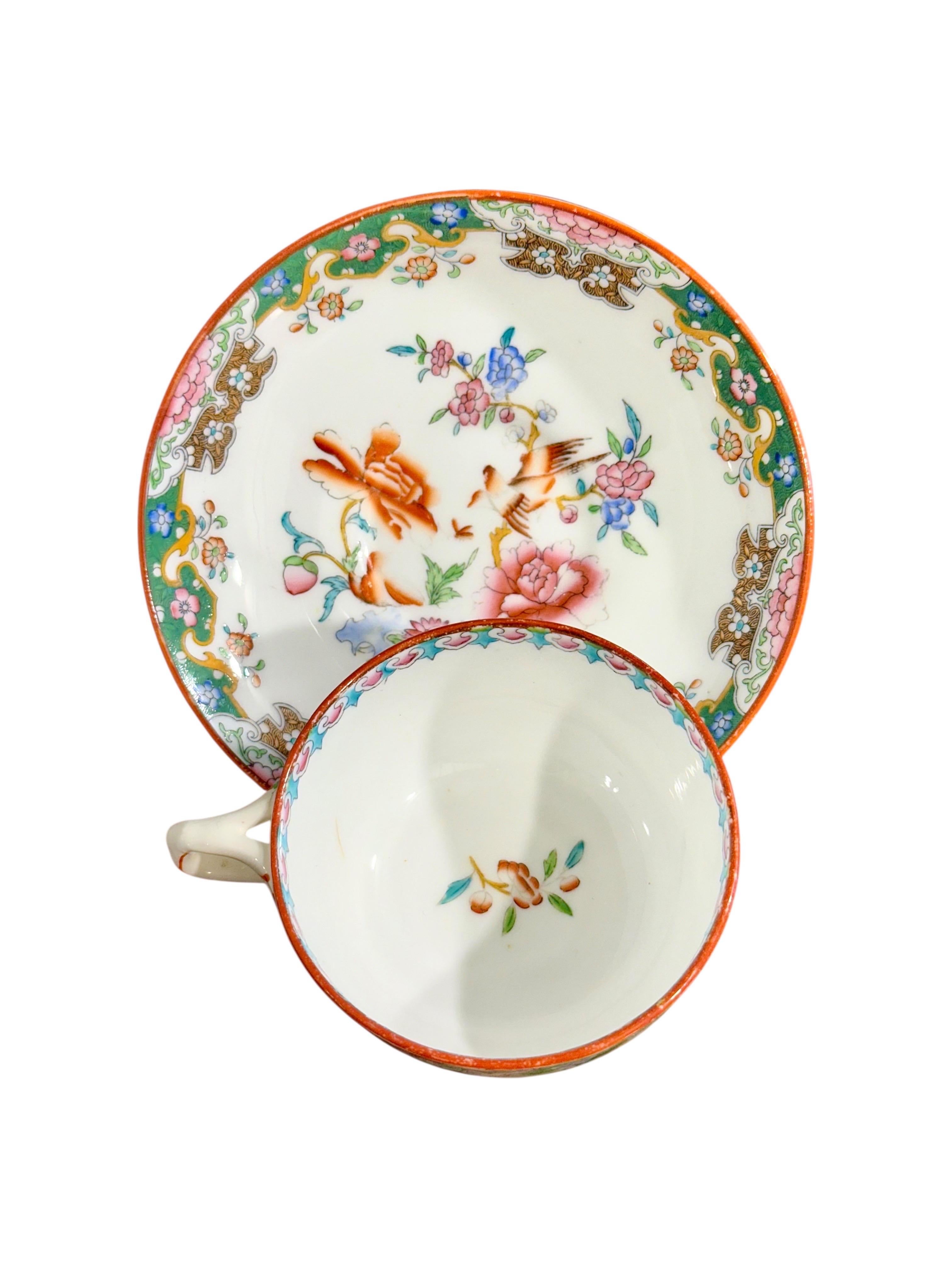 19. Jahrhundert Satz von 7 englischen Porzellan Teetassen und Untertassen, 6 signiert Minton im Angebot 12