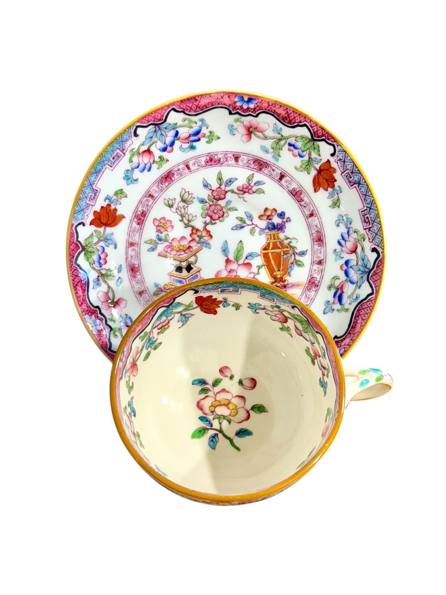 19. Jahrhundert Satz von 7 englischen Porzellan Teetassen und Untertassen, 6 signiert Minton im Angebot 13