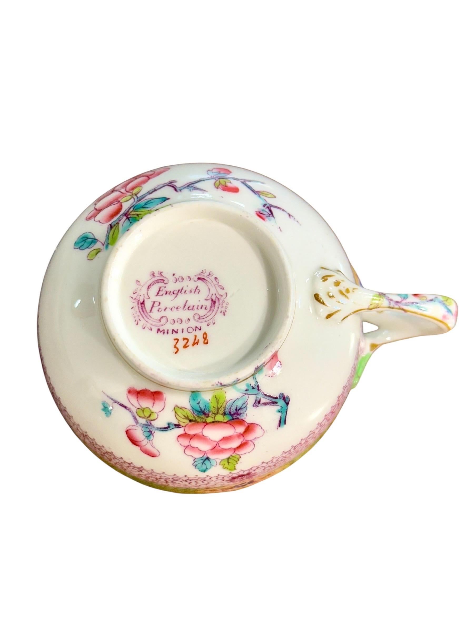 19. Jahrhundert Satz von 7 englischen Porzellan Teetassen und Untertassen, 6 signiert Minton (Englisch) im Angebot