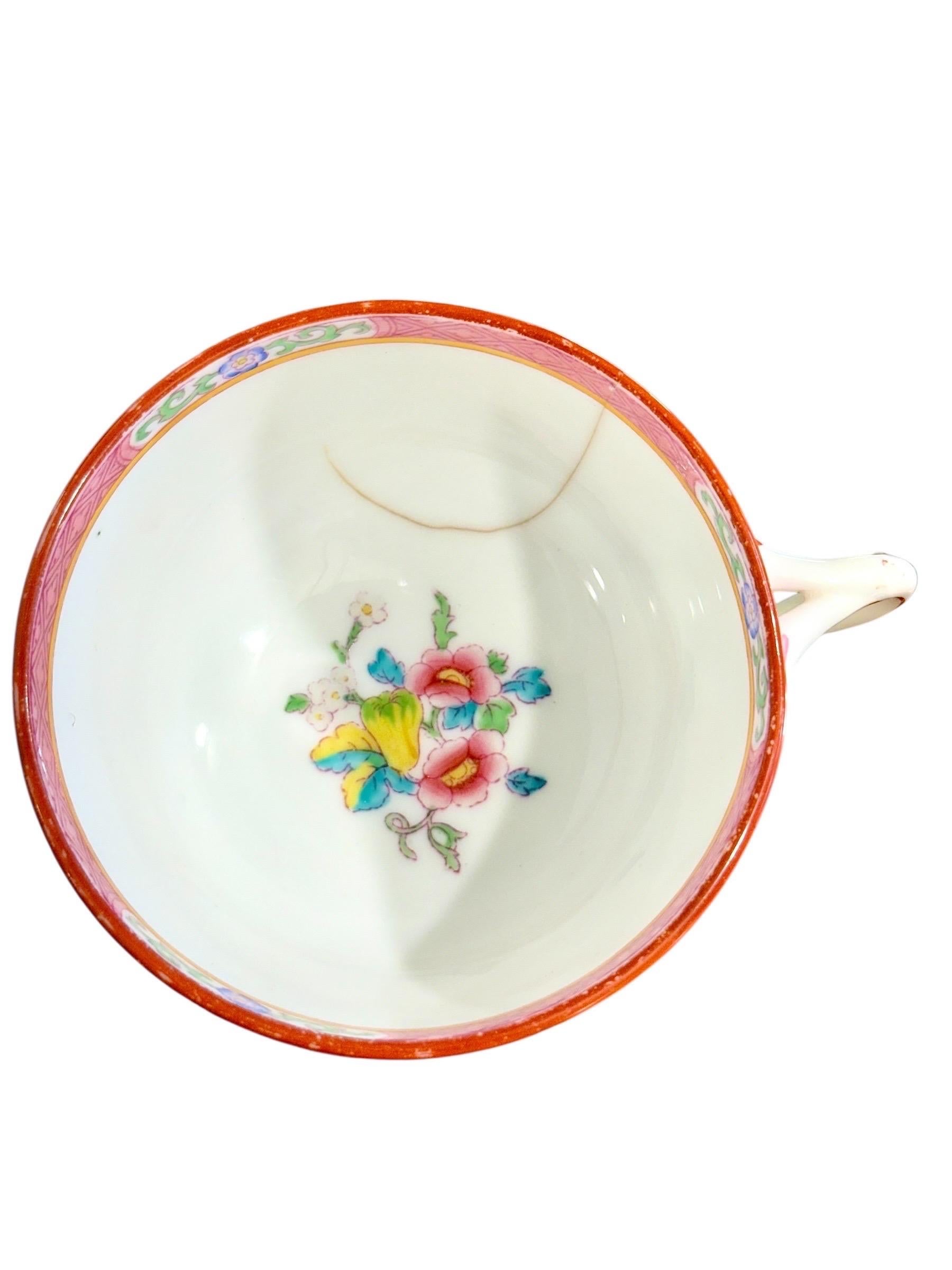 19. Jahrhundert Satz von 7 englischen Porzellan Teetassen und Untertassen, 6 signiert Minton im Angebot 2