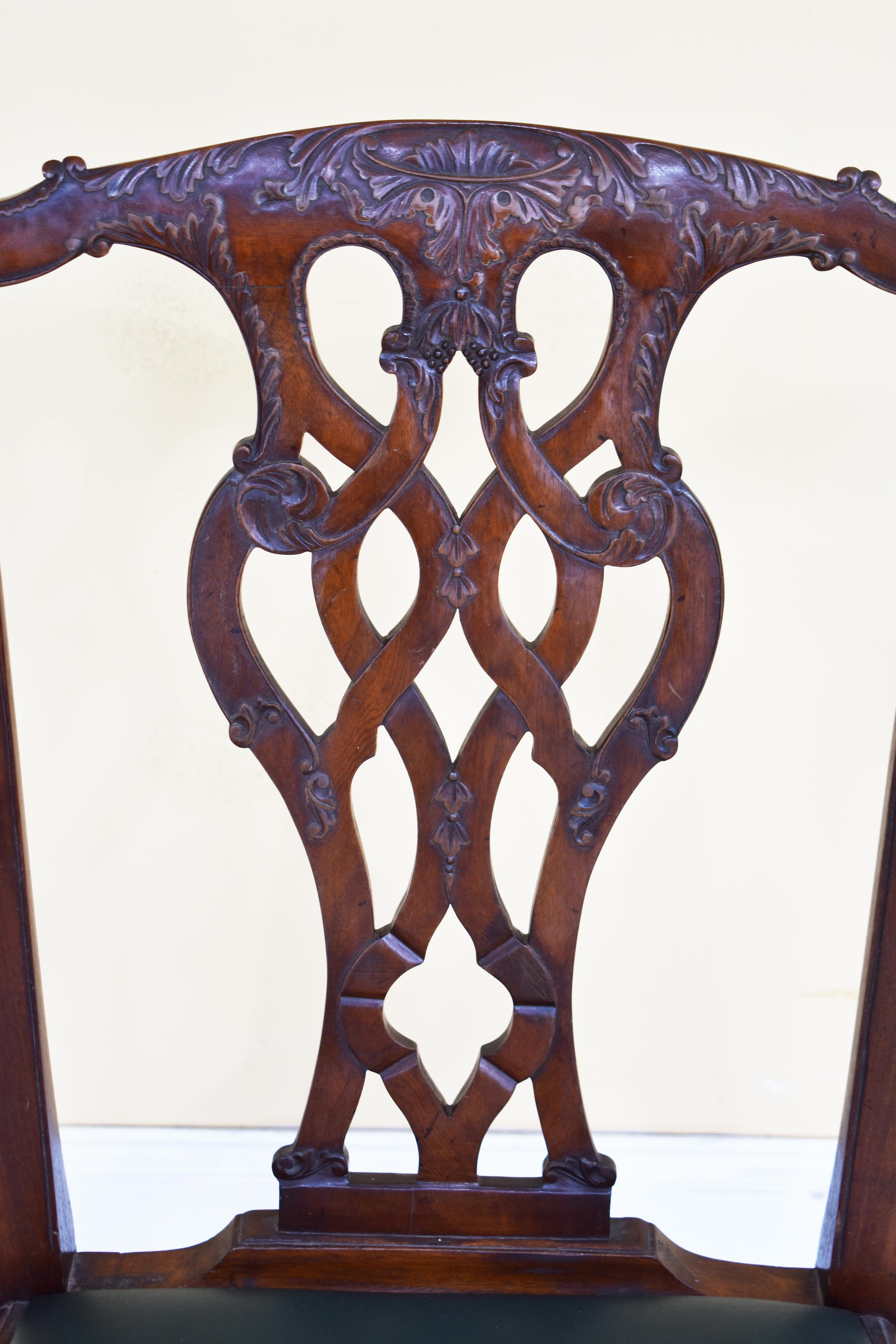 19th Century Set of 6 Chippendale Style Carved Mahogany Dining Chairs In Good Condition In Chelmsford, Essex