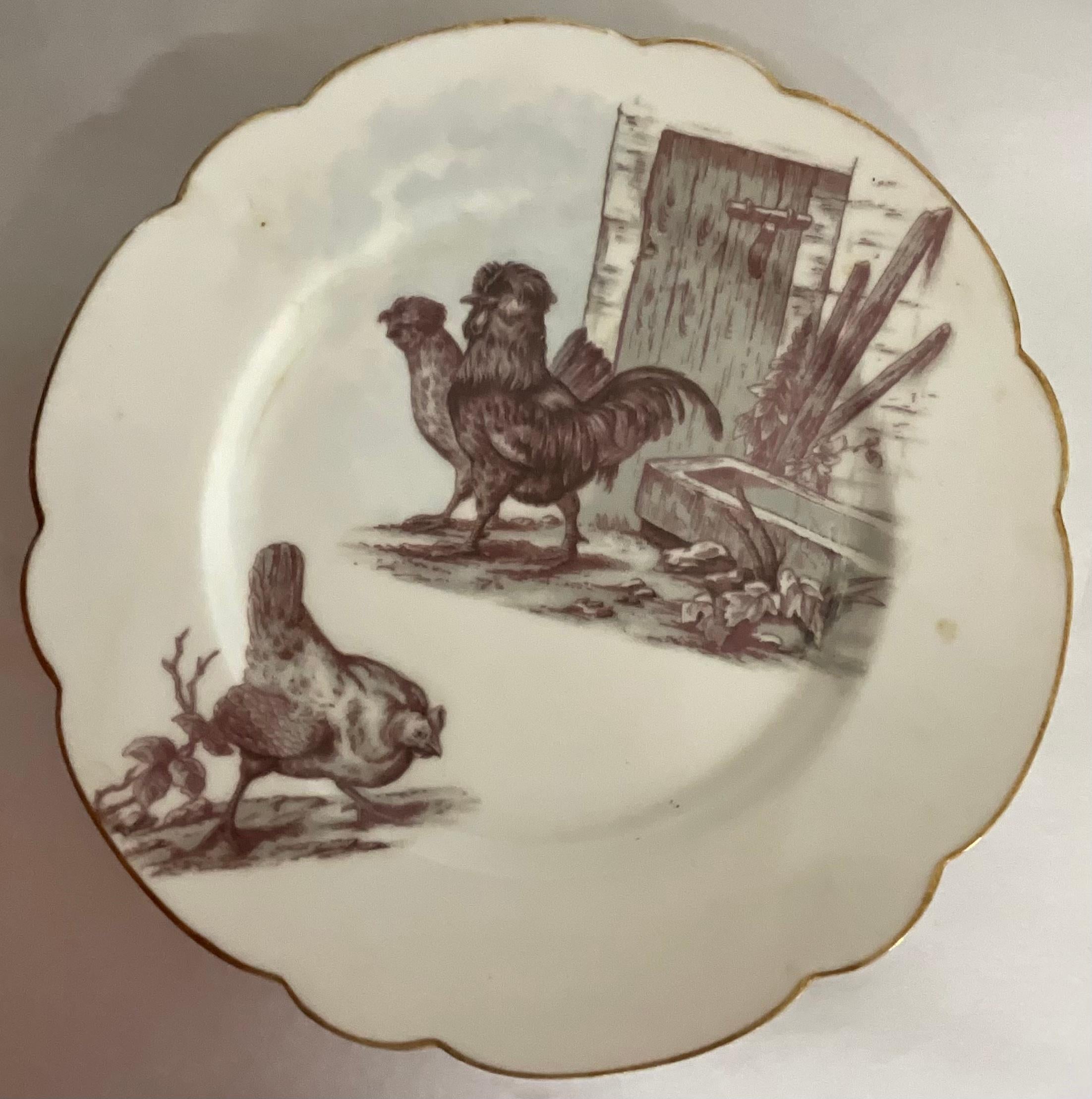 This such a sweet set of 19th century Limoges dessert plates. They have pastoral themes ranging from rabbits to turtles. Two are replicated. Would be lovely in a variety of setting, like a nursery or kitchen or entry!