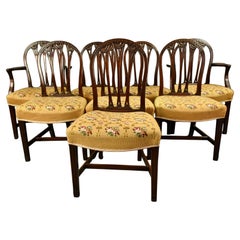 19th century set of 8 mahogany Hepplewhite style dining chairs