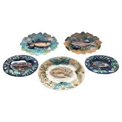 19th Century Set of 9 Majolica Platters 