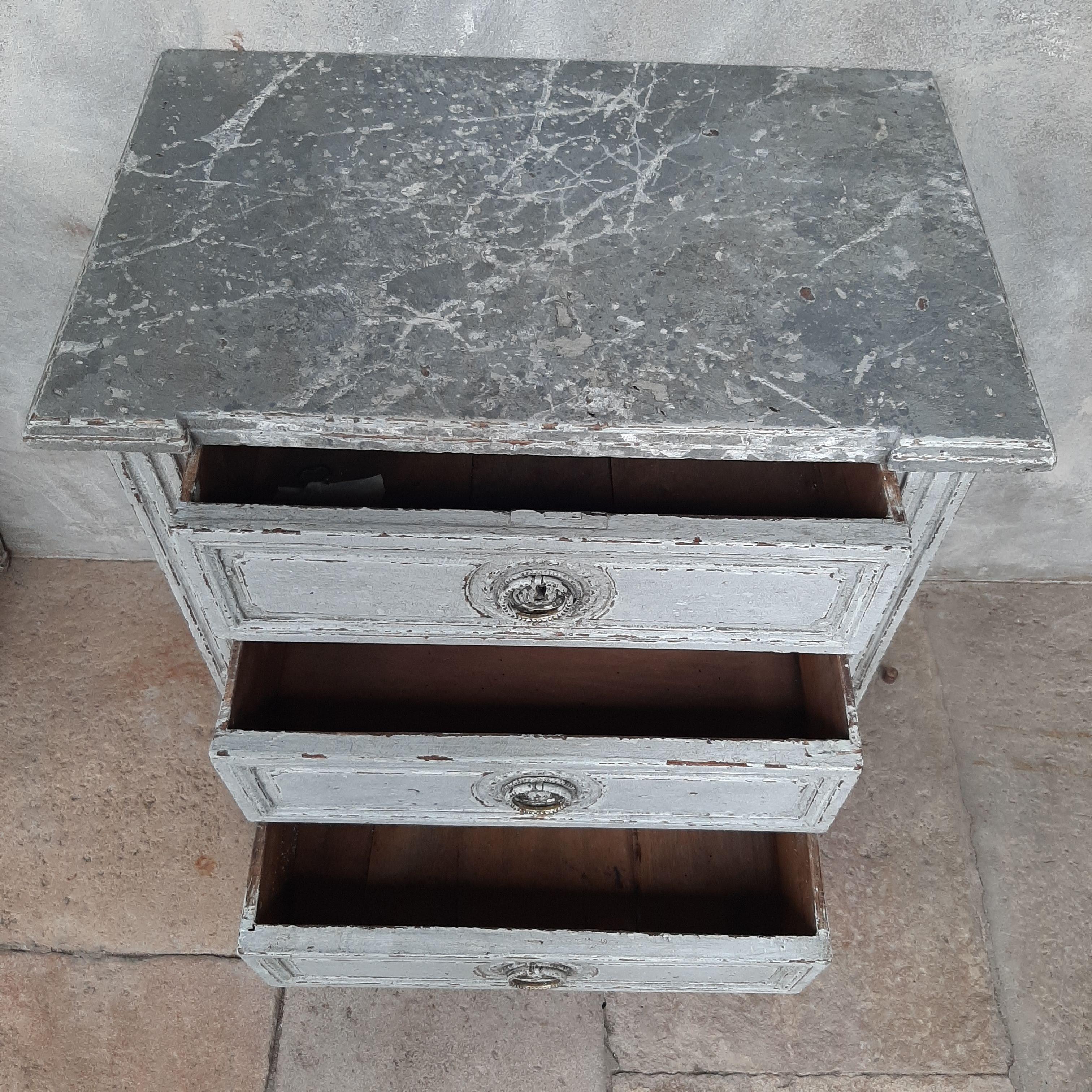 19th Century Set of Antique Drawers in Louis XVI Style of Grey Patinated Oak In Good Condition In Baambrugge, NL