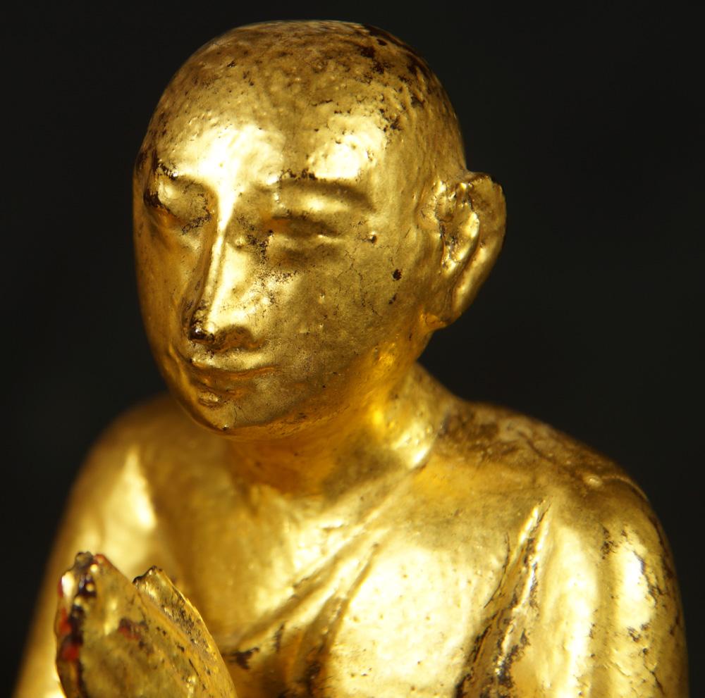 19e siècle Ensemble de statues de moines antiques de Birmanie Bon état - En vente à DEVENTER, NL