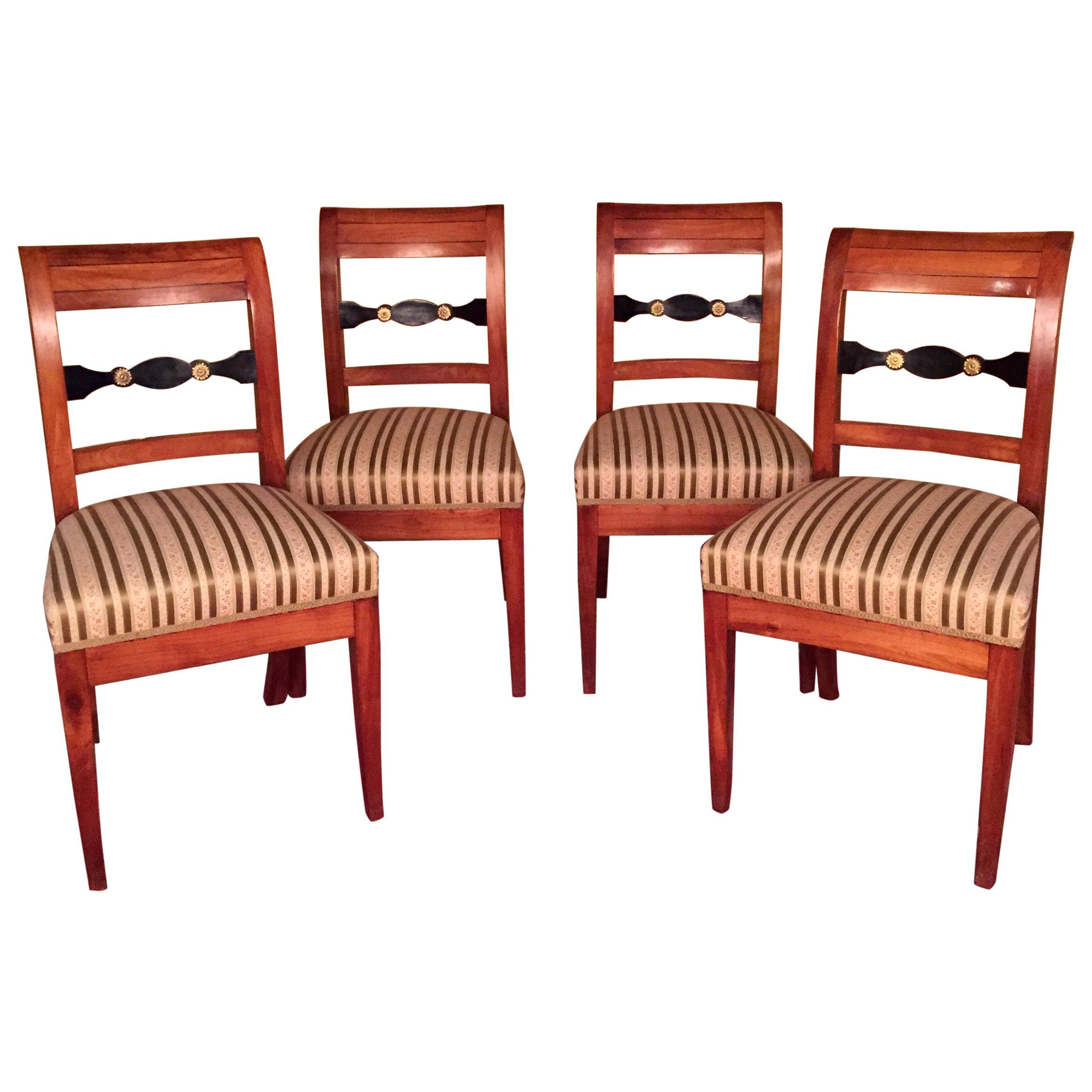 19th Century Set of Biedermeier Chairs Cherrywood, 1830