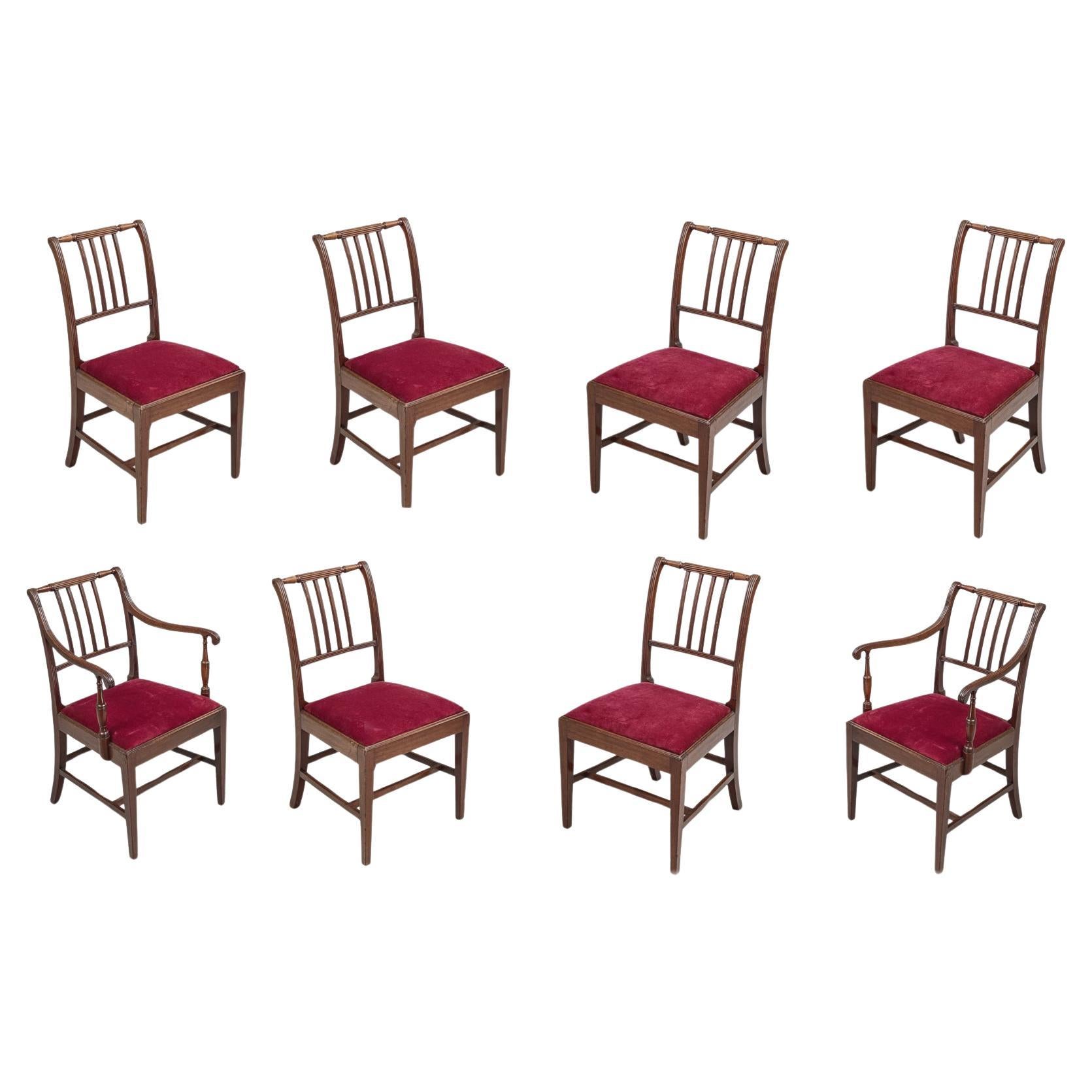 19th Century Set of Eight Cork Mahogany Dining Chairs