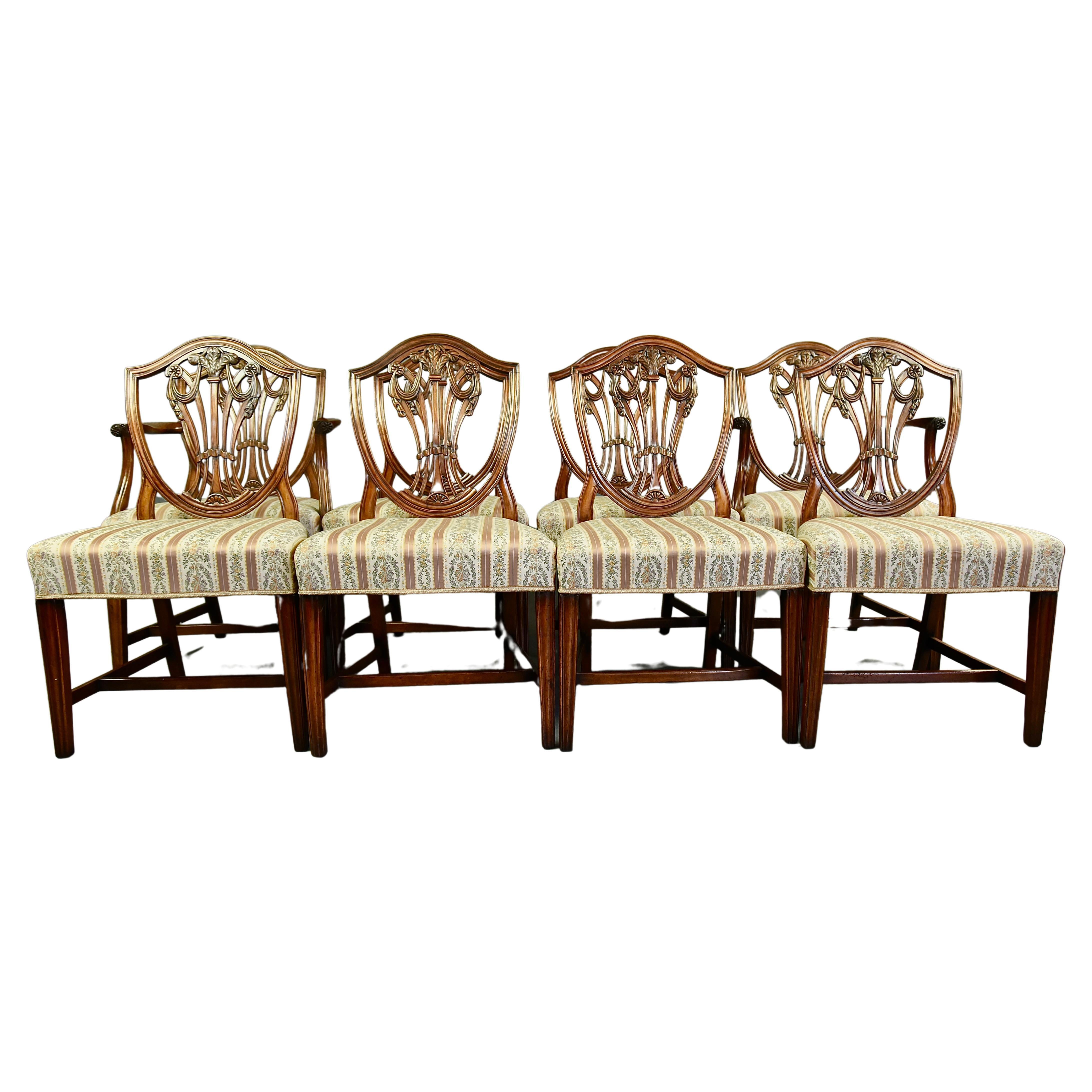 19th century set of eight Georgian Hepplewhite dining chairs 