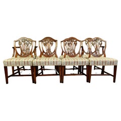 Antique 19th century set of eight Georgian Hepplewhite dining chairs 