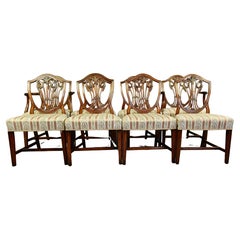 19th century set of eight Georgian Hepplewhite dining chairs 