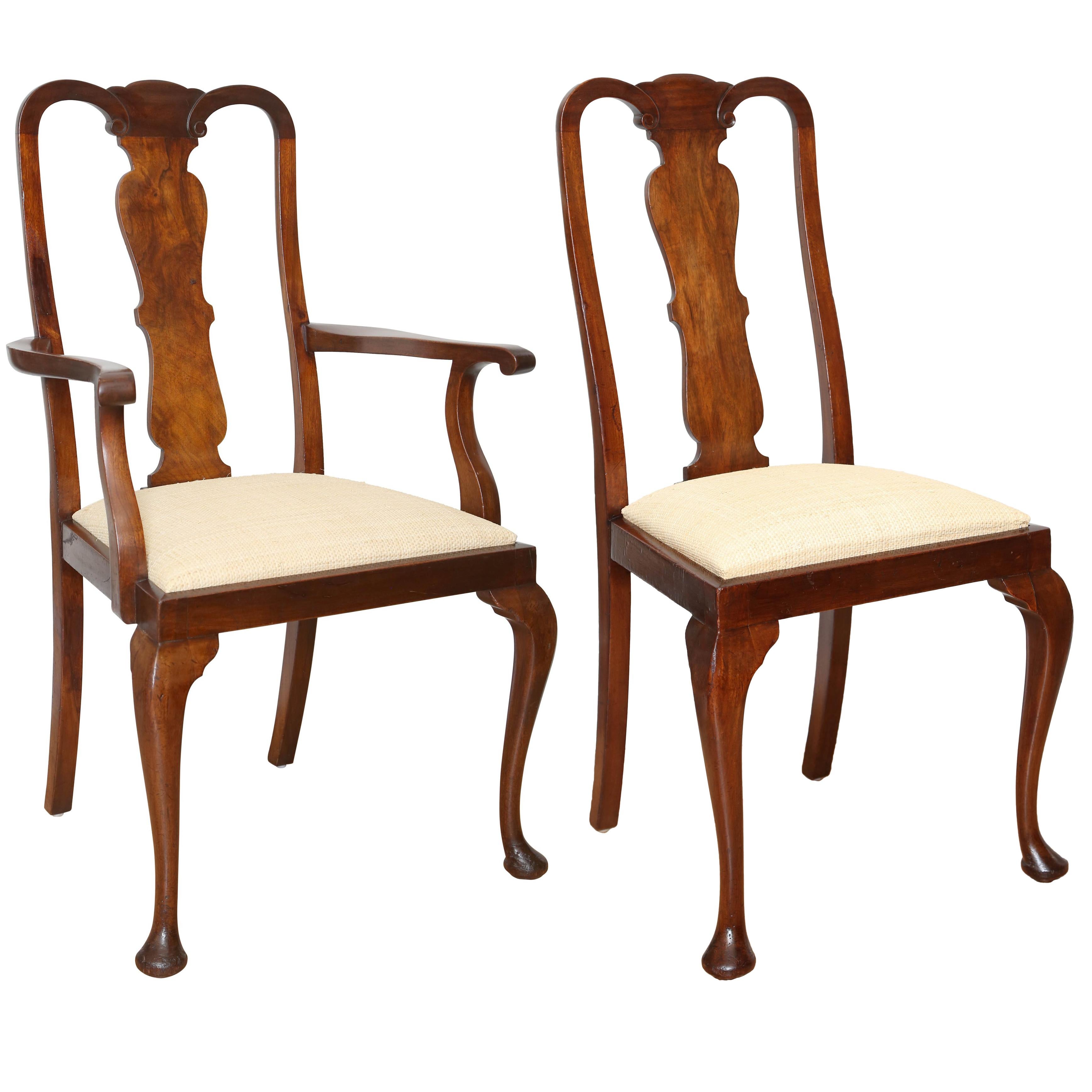 19th Century Set of Eight Queen Anne Style Dining Chairs