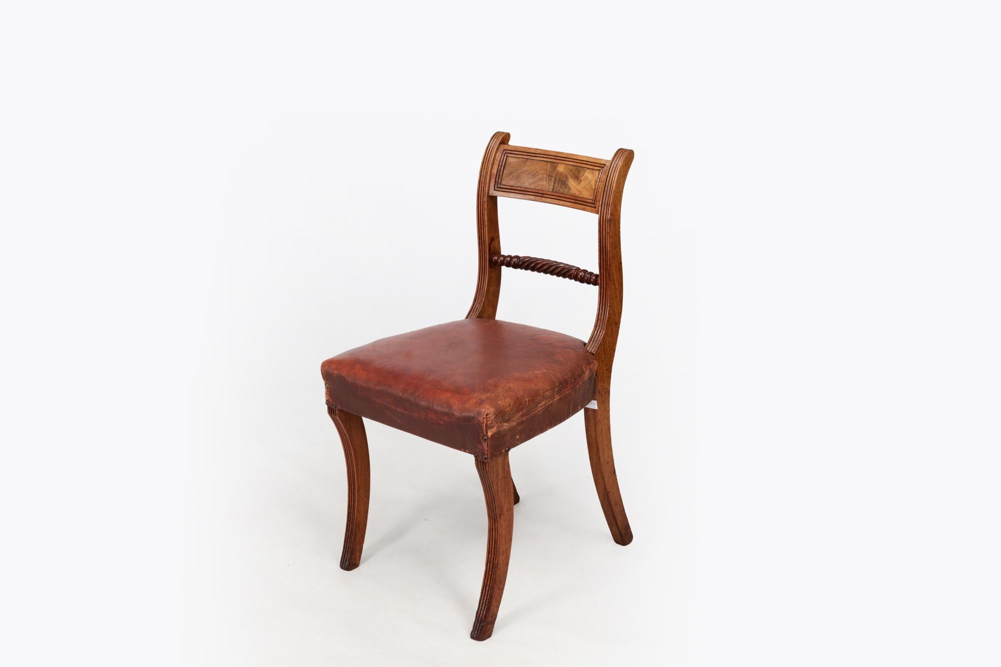 Leather 19th Century Set of Eight Regency Period Dining Chairs For Sale