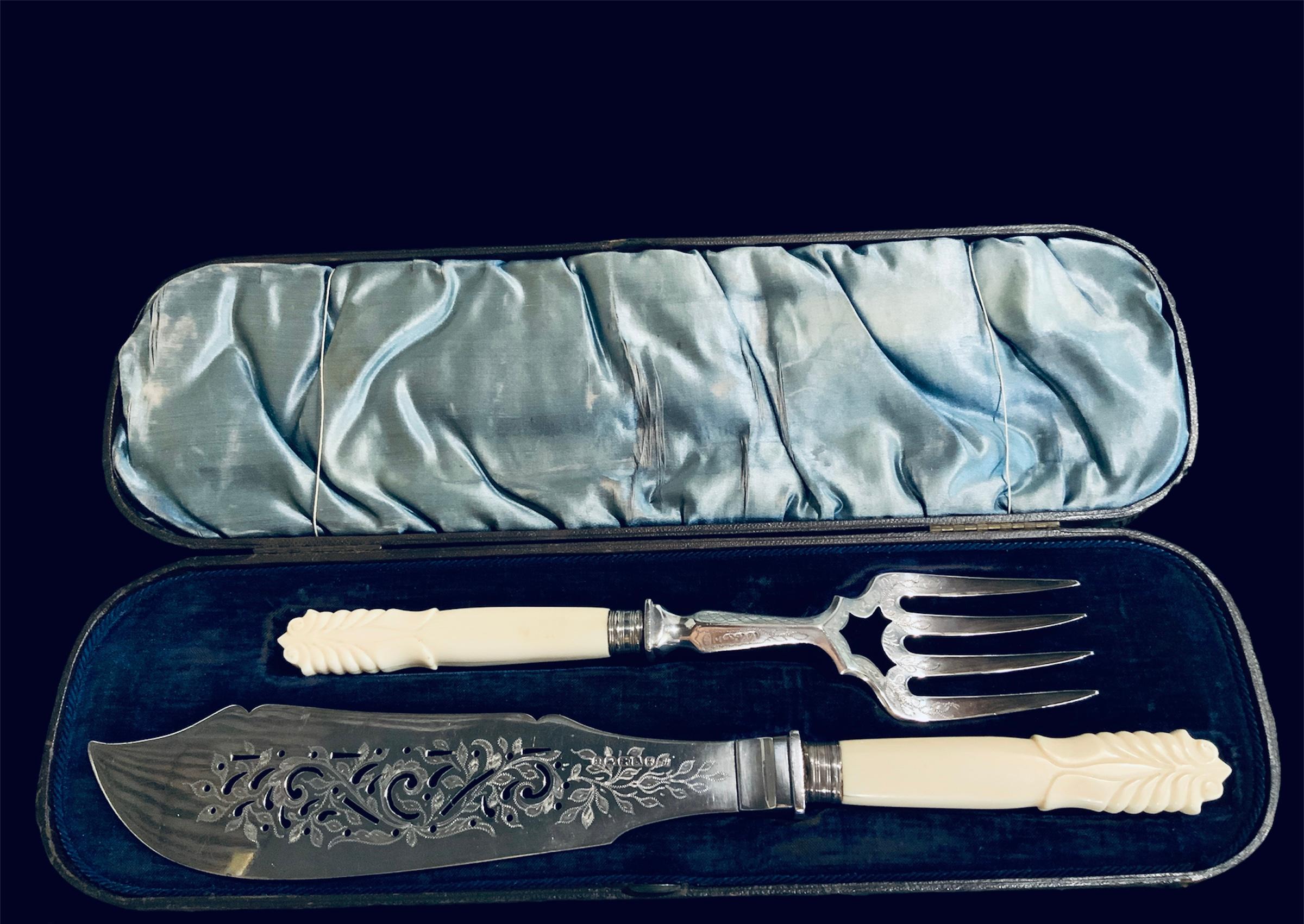 19th Century Set Of Fishing Fork And Knife For Sale 4