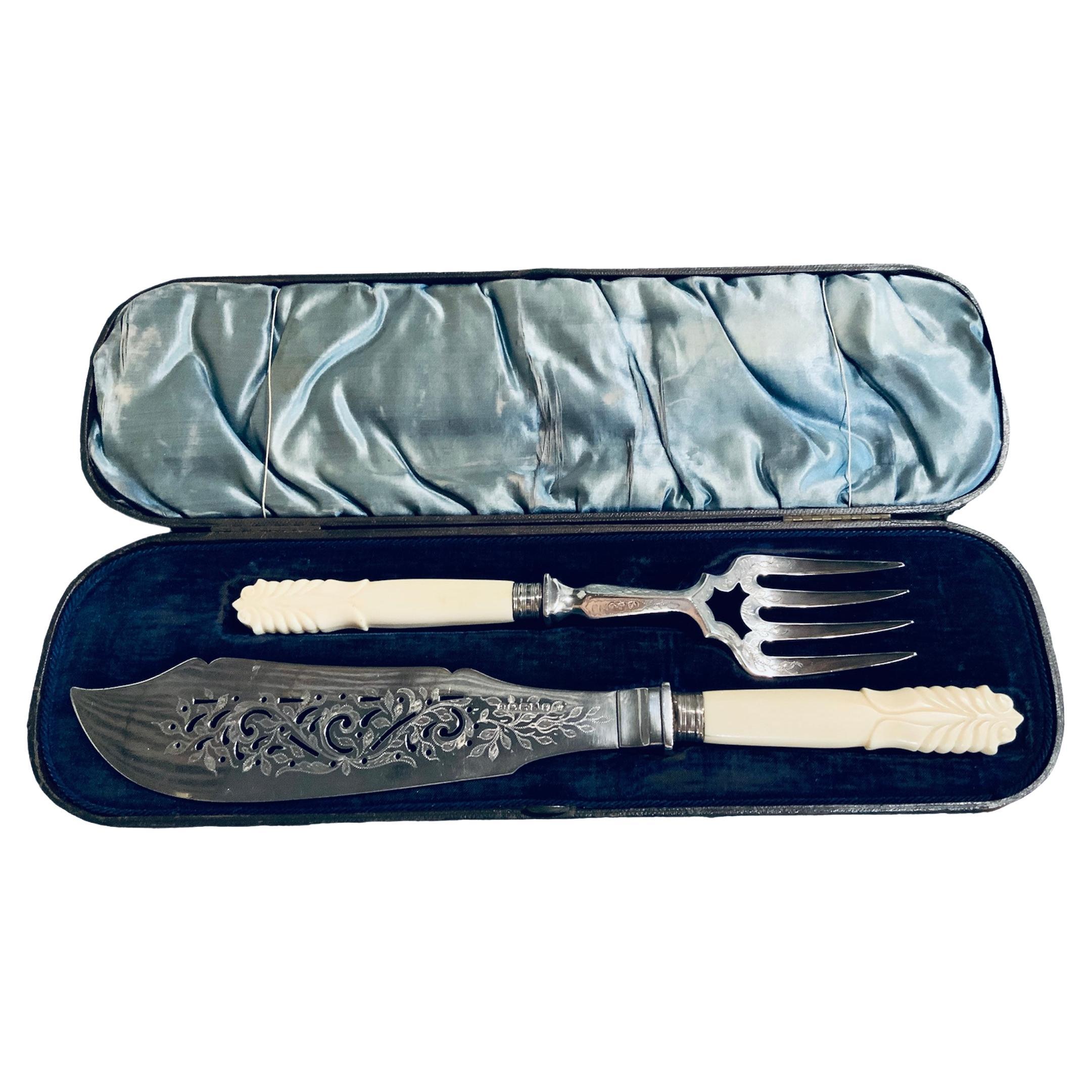 19th Century Set Of Fishing Fork And Knife For Sale
