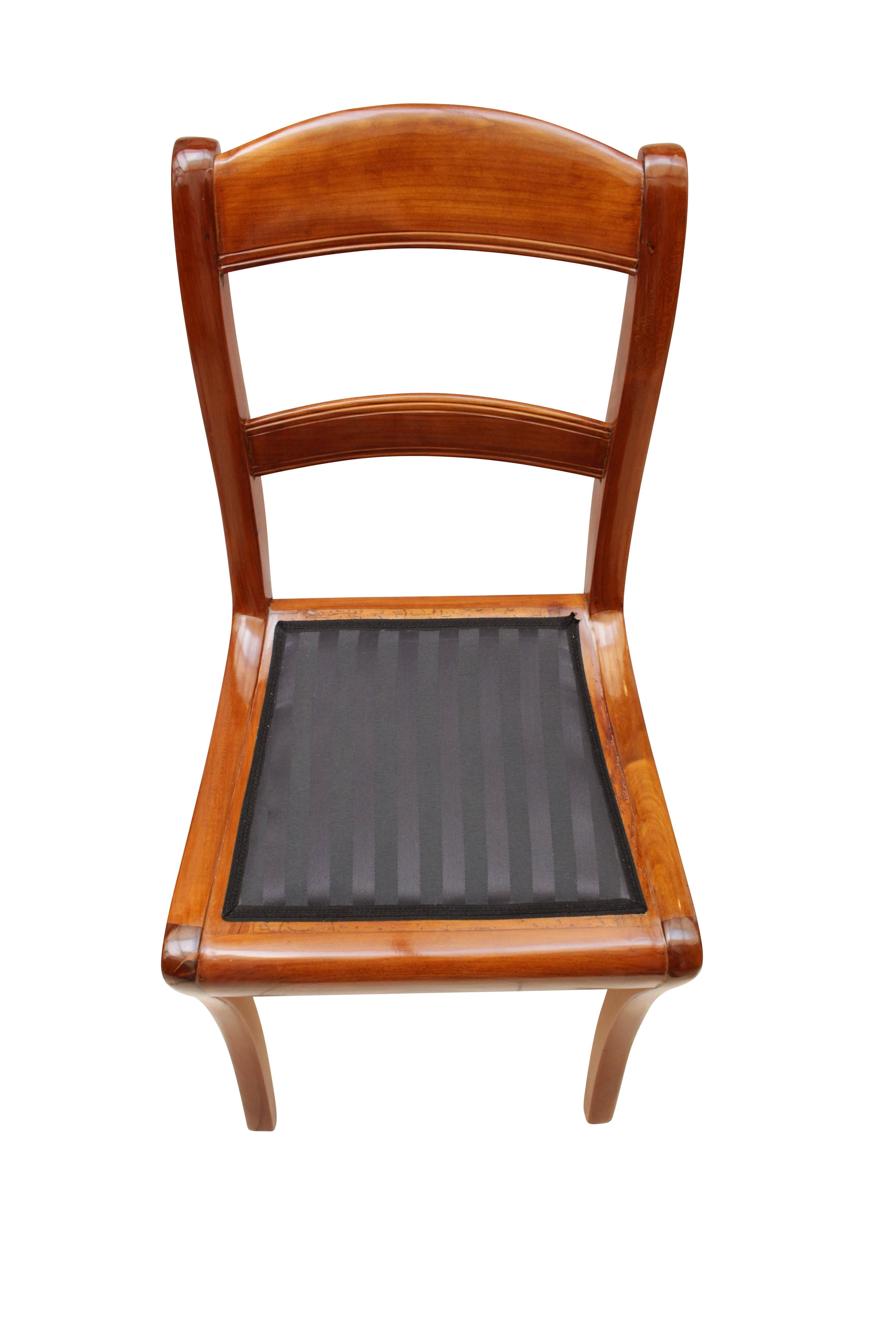 German 19th Century, Set of Five Solid Cherry Biedermeier Chairs