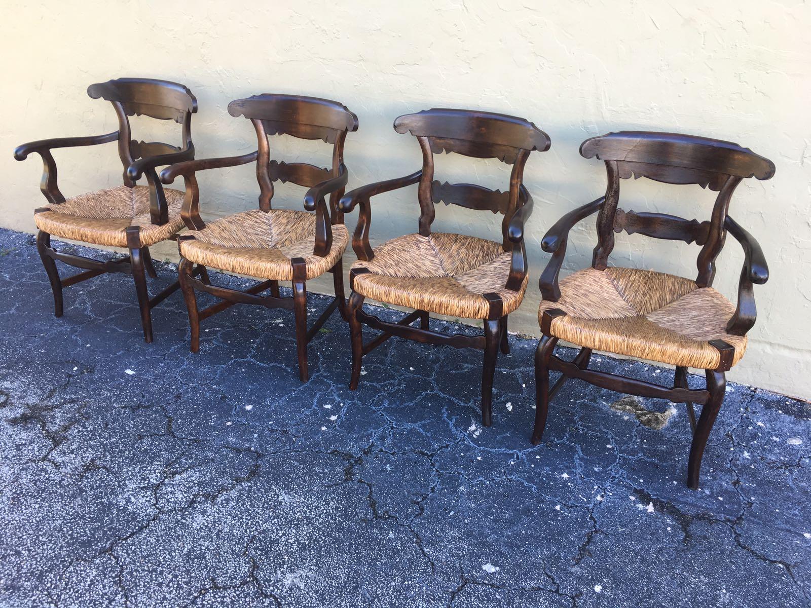 19th Century Set of Four Armchairs with Straw Seat 9
