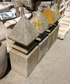 19th Century Set of Four Classical Granite Finials with Square Base