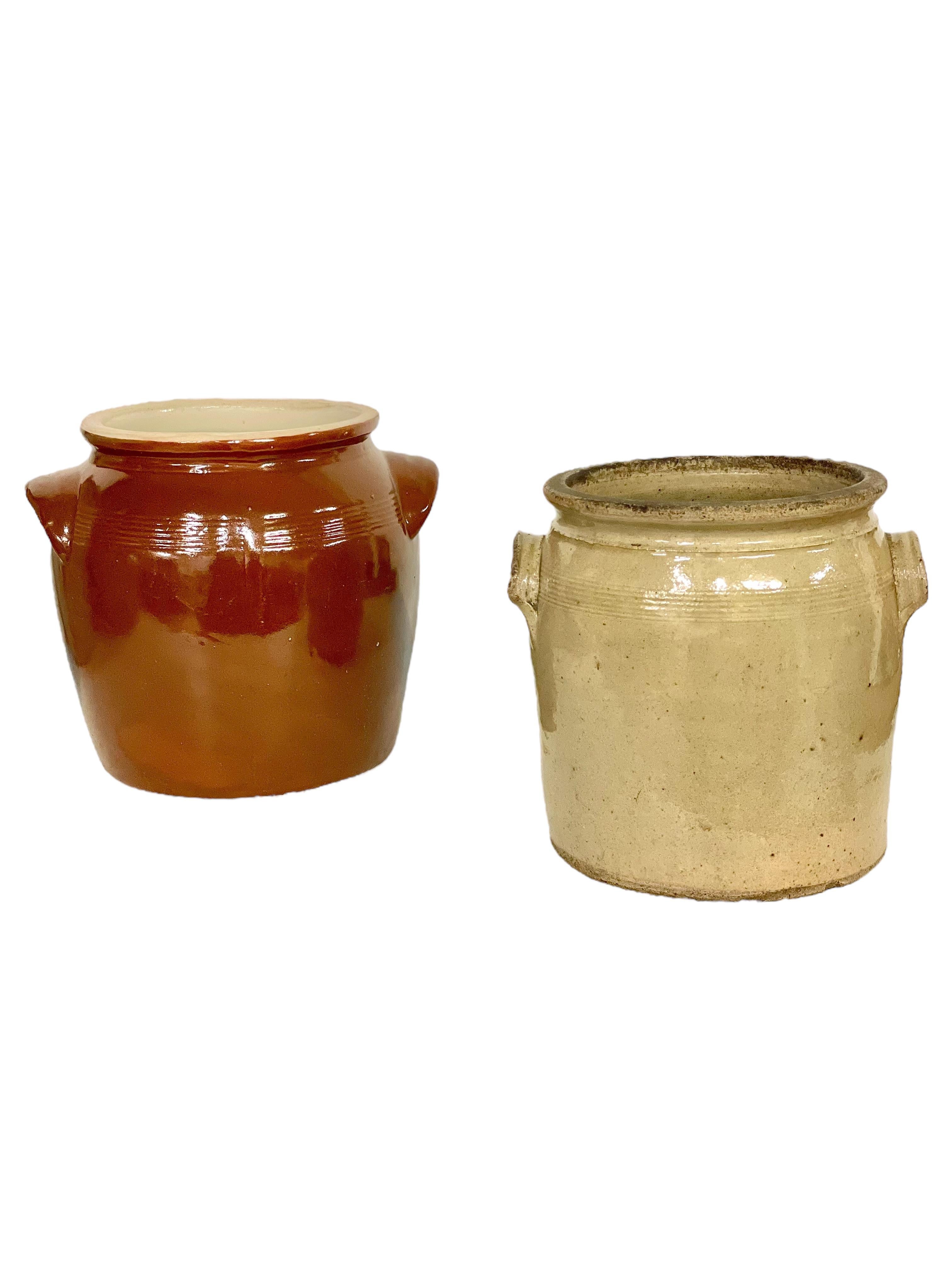 Ensemble de quatre pots à confit en terre cuite vernissée du 19e siècle en vente 3
