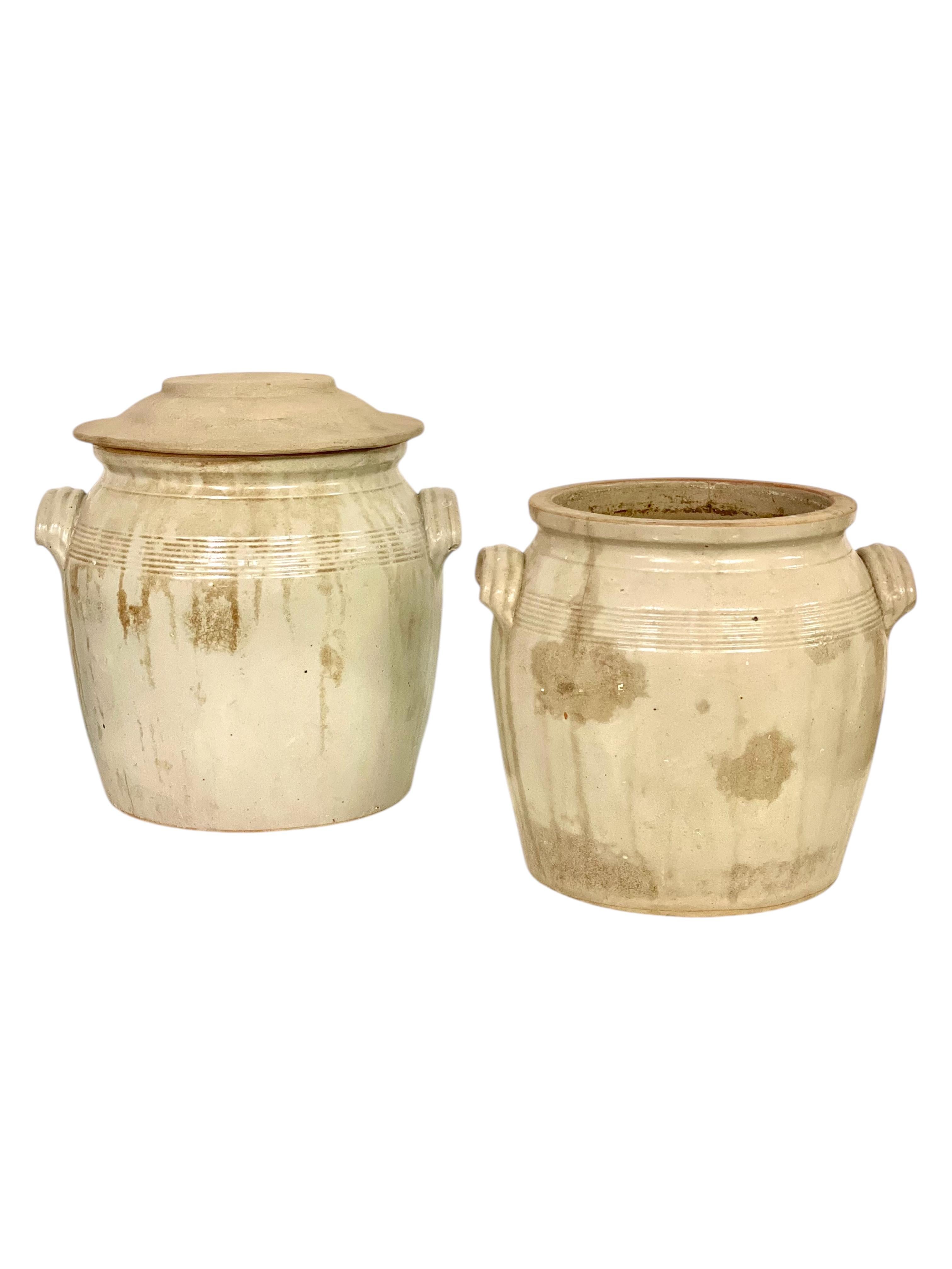Ensemble de quatre pots à confit en terre cuite vernissée du 19e siècle Bon état - En vente à LA CIOTAT, FR
