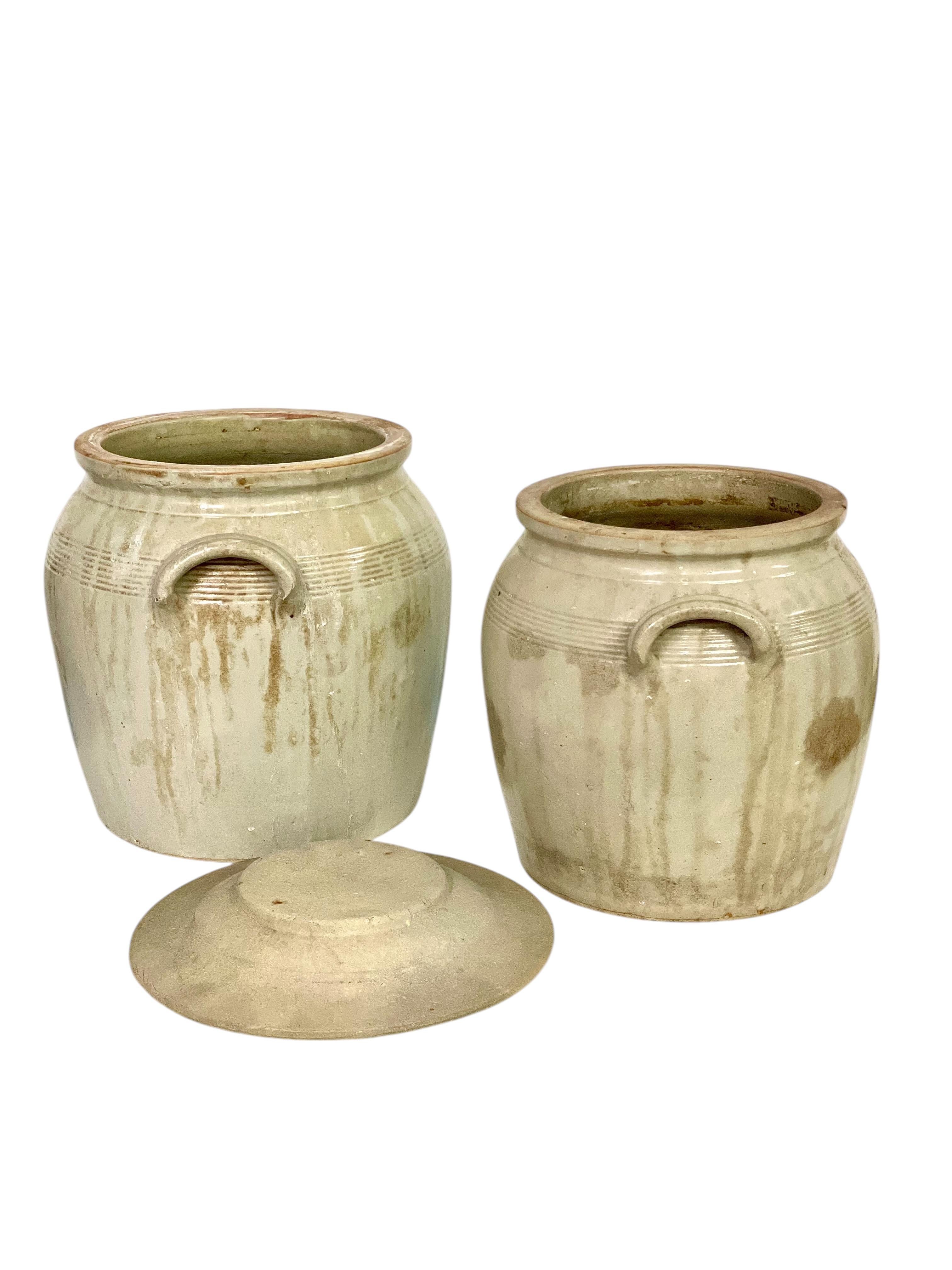 XIXe siècle Ensemble de quatre pots à confit en terre cuite vernissée du 19e siècle en vente