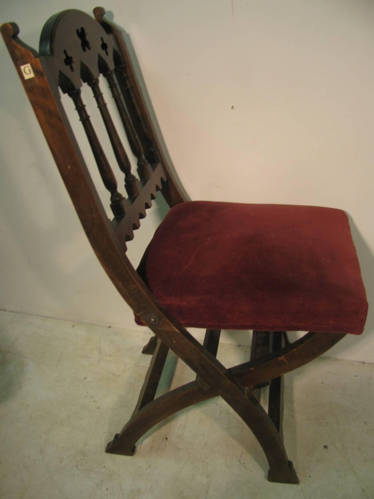 Gothic Revival 19th Century Set of Four Gothic Style Church Choir Chairs