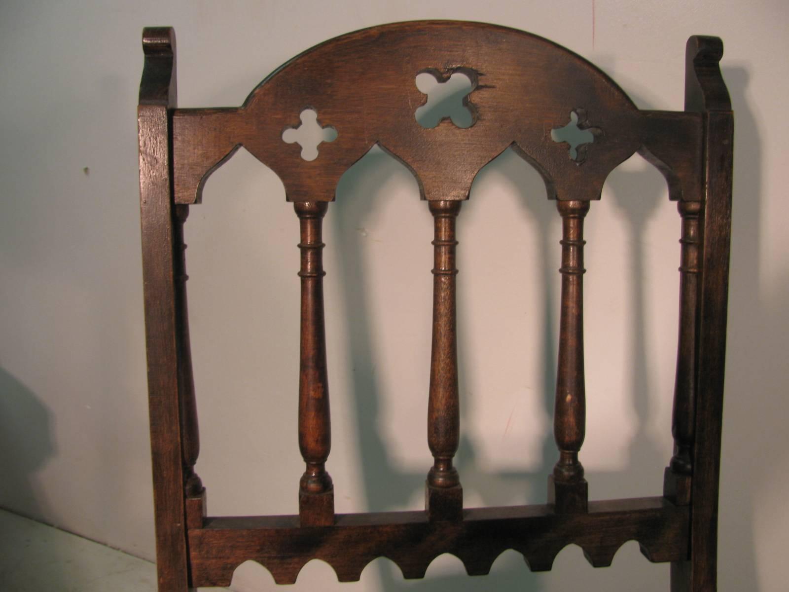 American 19th Century Set of Four Gothic Style Church Choir Chairs