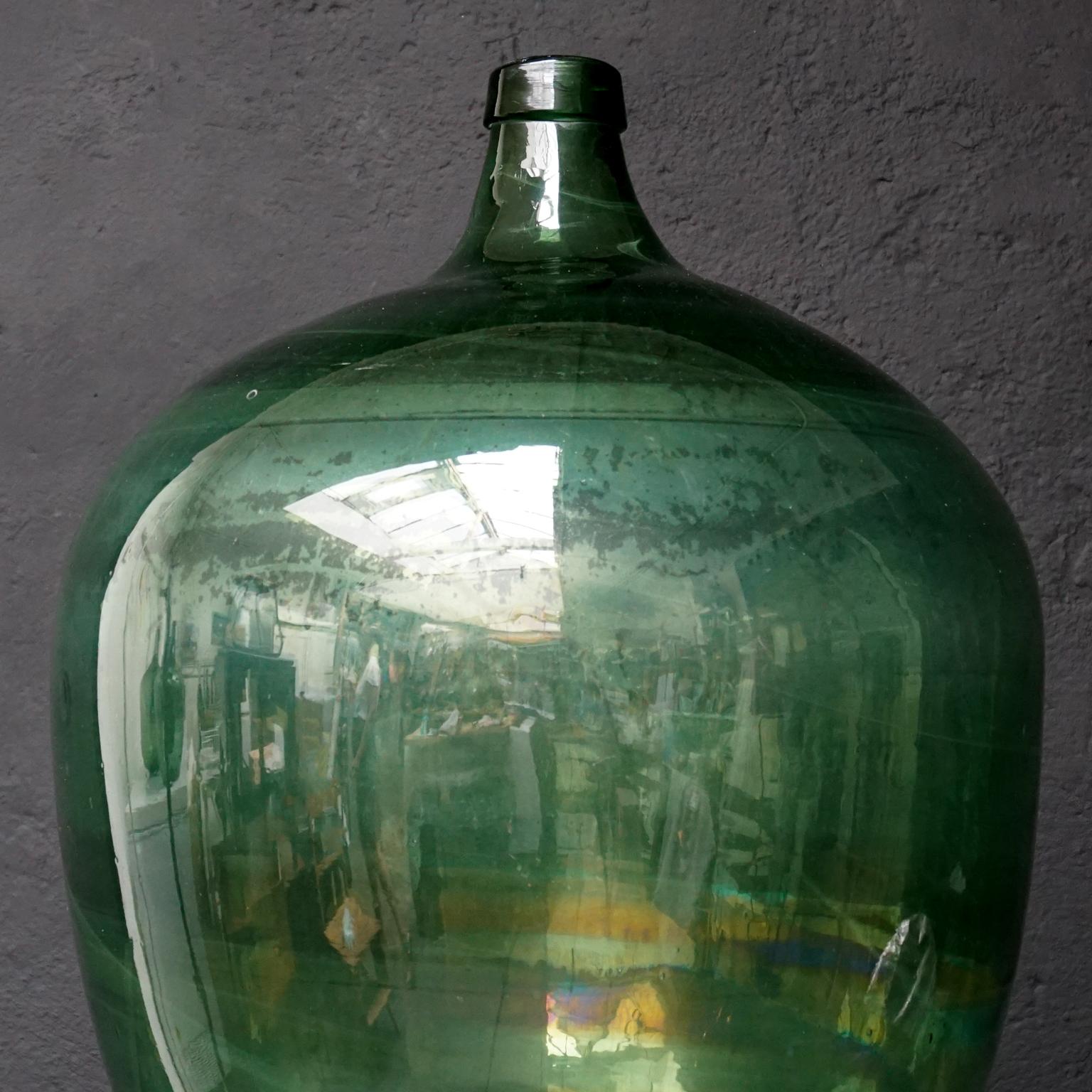 19th Century Set of Four Green Glass Bottles Demijohns, Lady Jeanne or Carboys 2
