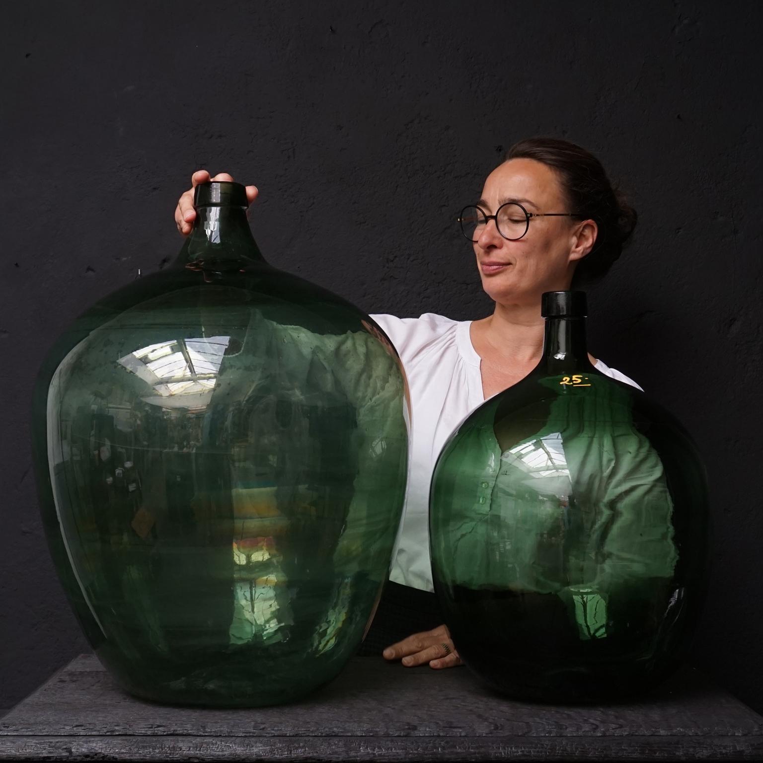 demijohn green glass bottle