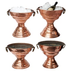 19th Century Set of Four Large Copper and Brass Tazza Coolers or Buckets
