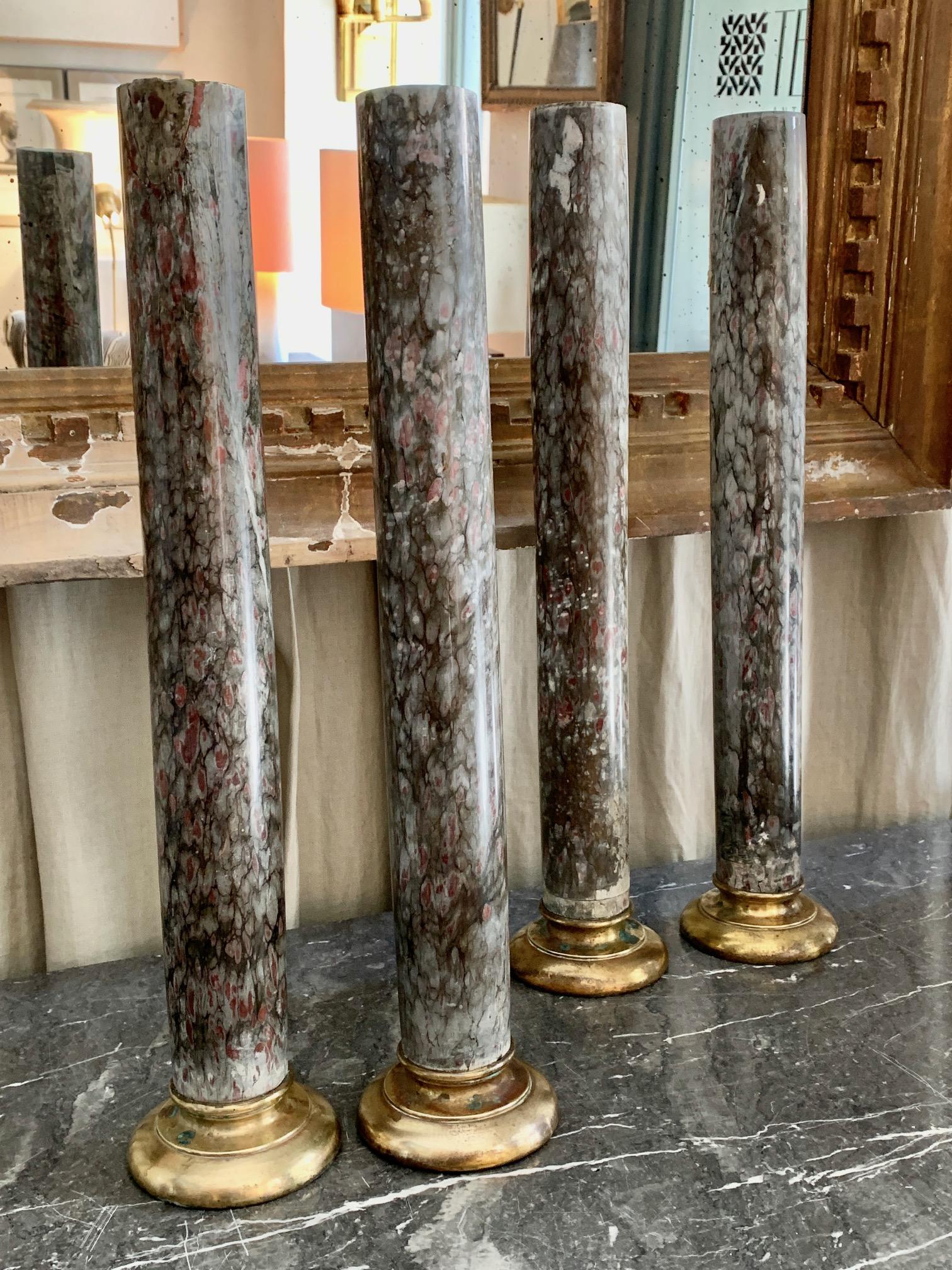 19th Century Set of  Two Marble Columns and Gilt Bronze 9