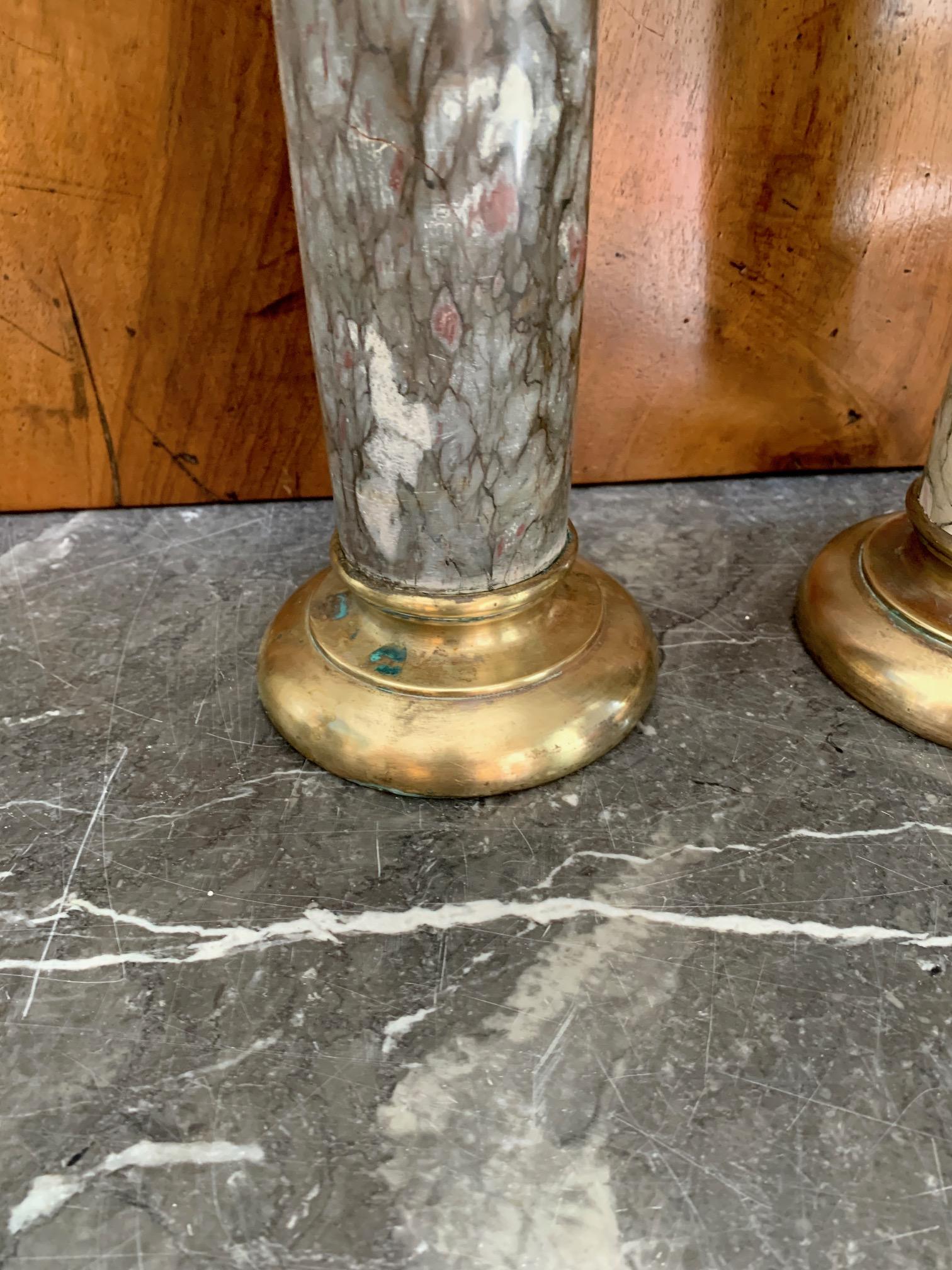 19th Century Set of  Two Marble Columns and Gilt Bronze 2