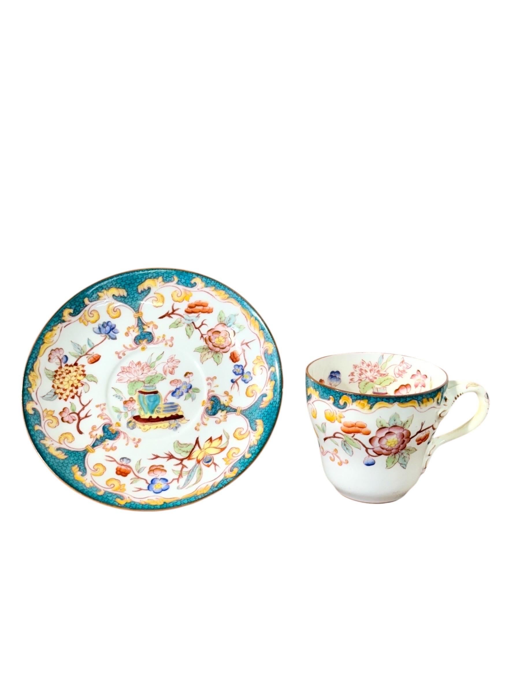 Set di quattro tazze e piattini demitasse policromi Samson Paris del XIX secolo in vendita 7