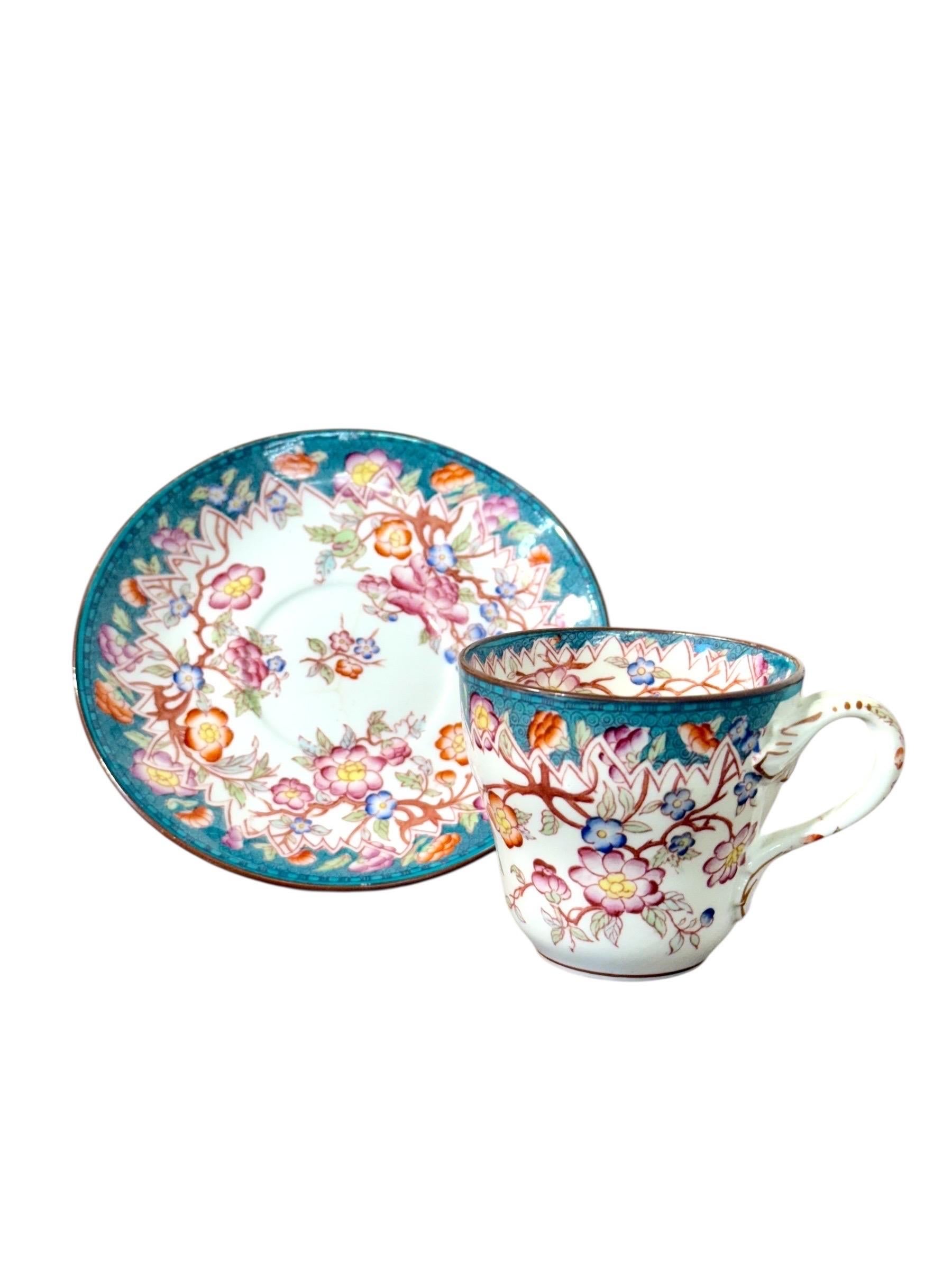 Set di quattro tazze e piattini demitasse policromi Samson Paris del XIX secolo in vendita 11