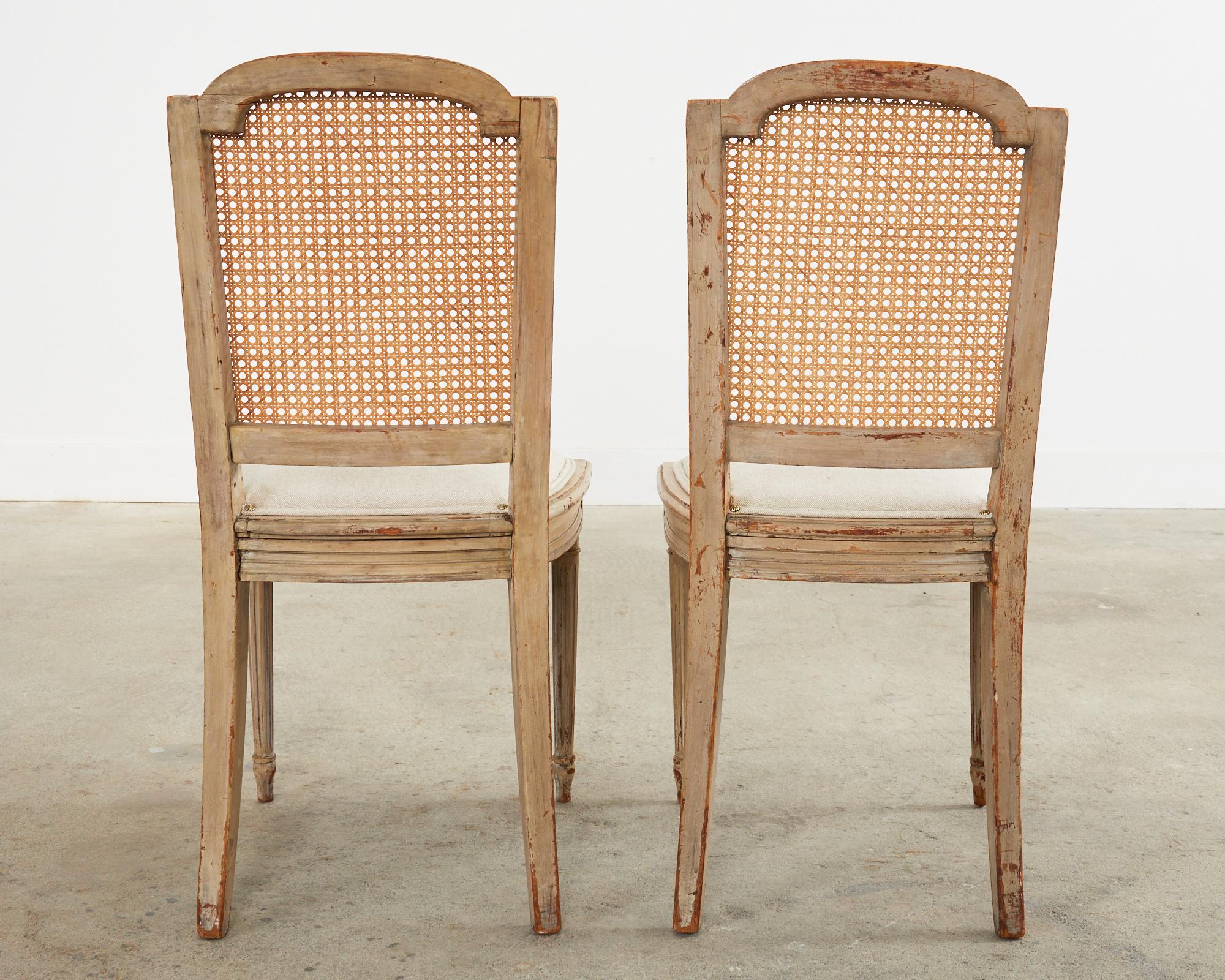 19th Century Set of Four Swedish Gustavian Caned Dining Chairs For Sale 14