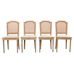 Antique 19th Century Set of Four Swedish Gustavian Caned Dining Chairs