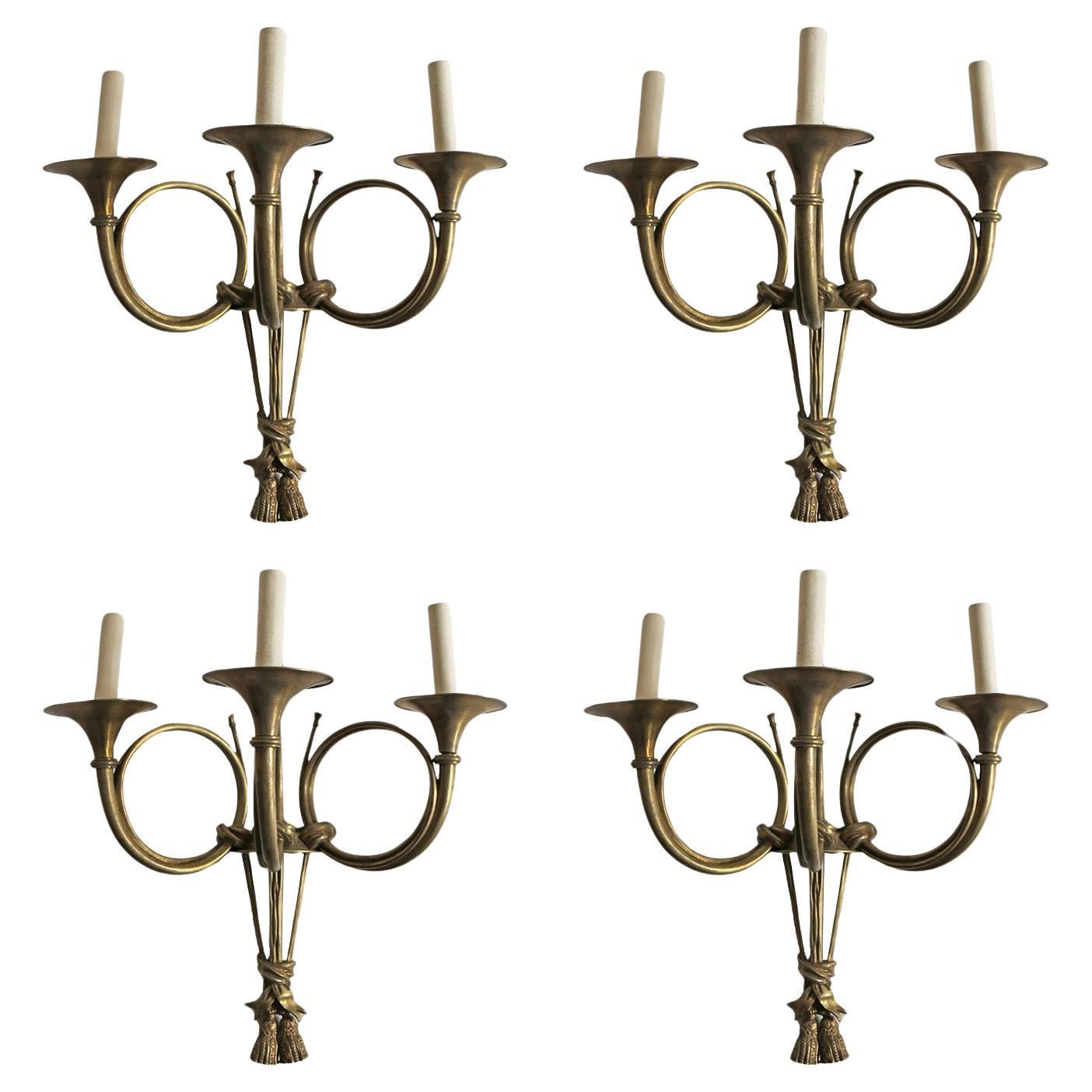 19th Century Set of Four Trumpets Wall Lights For Sale