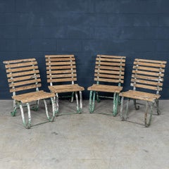 19th Century Set Of Four Victorian Wrought Iron & Wood Garden Seats c.1890