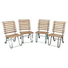 19ème siècle Ensemble de quatre sièges de jardin victoriens en fer forgé et en Wood c.1890