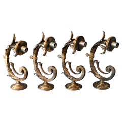 19th Century Set of Four Wall Sconces Bronze Electrified France
