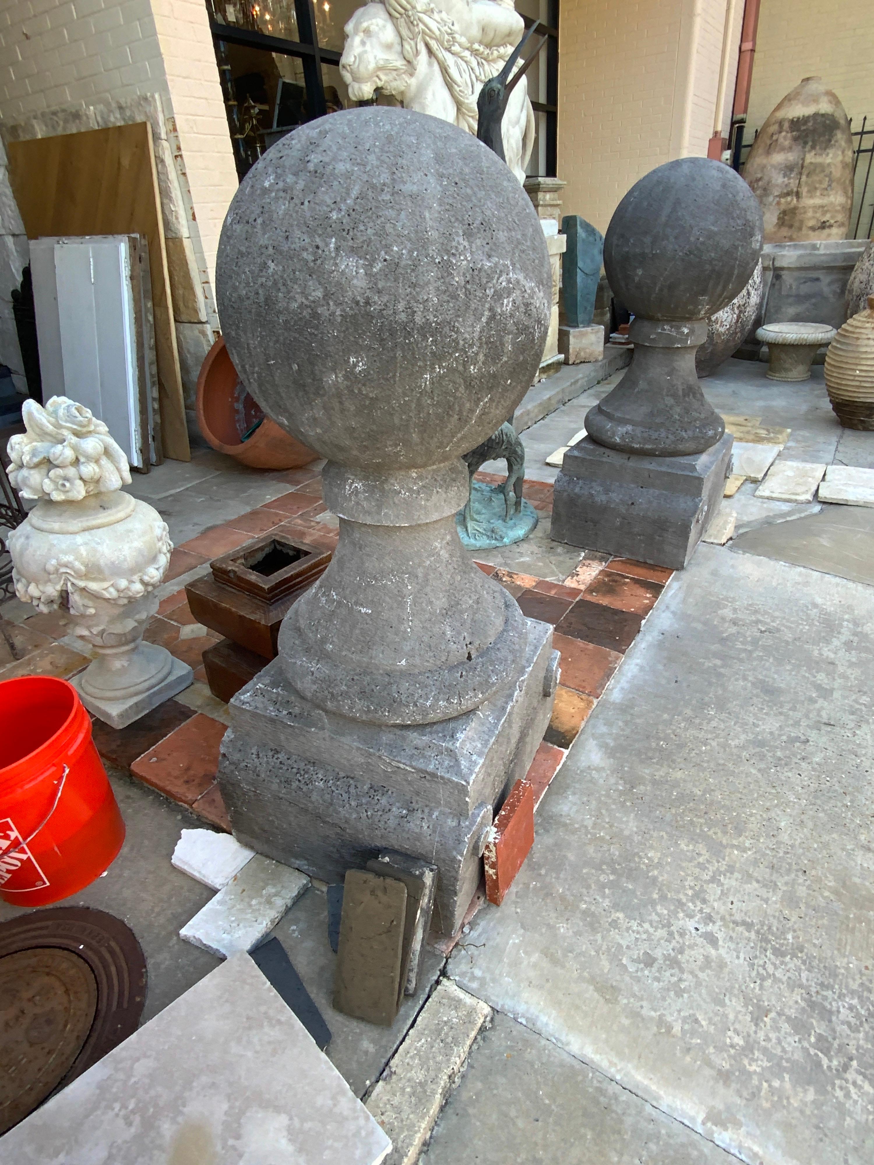 Belgian 19th Century Set of Large Belgium Bluestone Finials For Sale