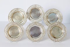 19th Century Set of Six "800" Silver Plates with Pierced Rim