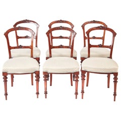 19th Century Set of Six Antique Victorian Walnut Dining Chairs