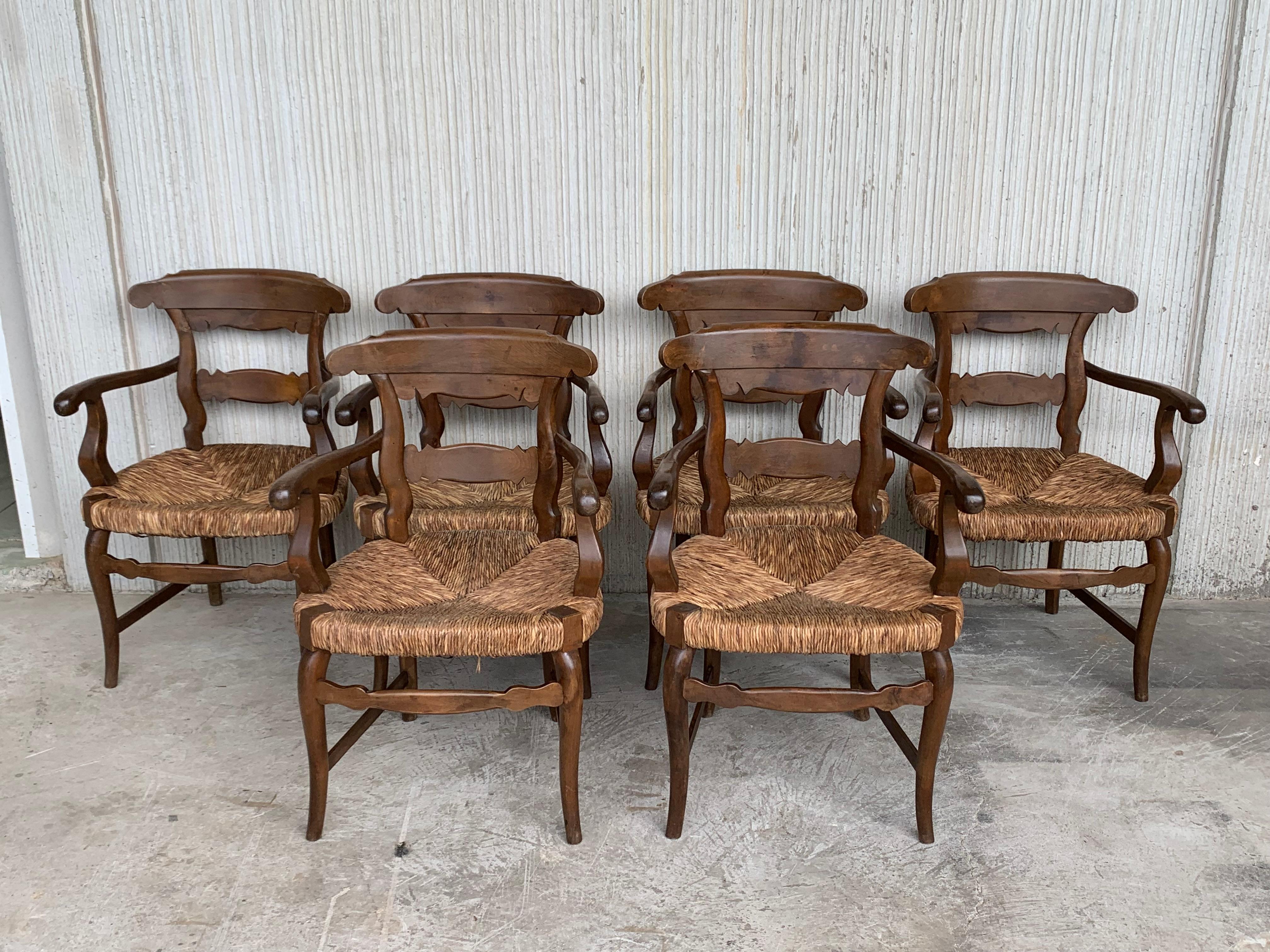 19th Century Set of Six Armchairs with Straw Seat For Sale 7