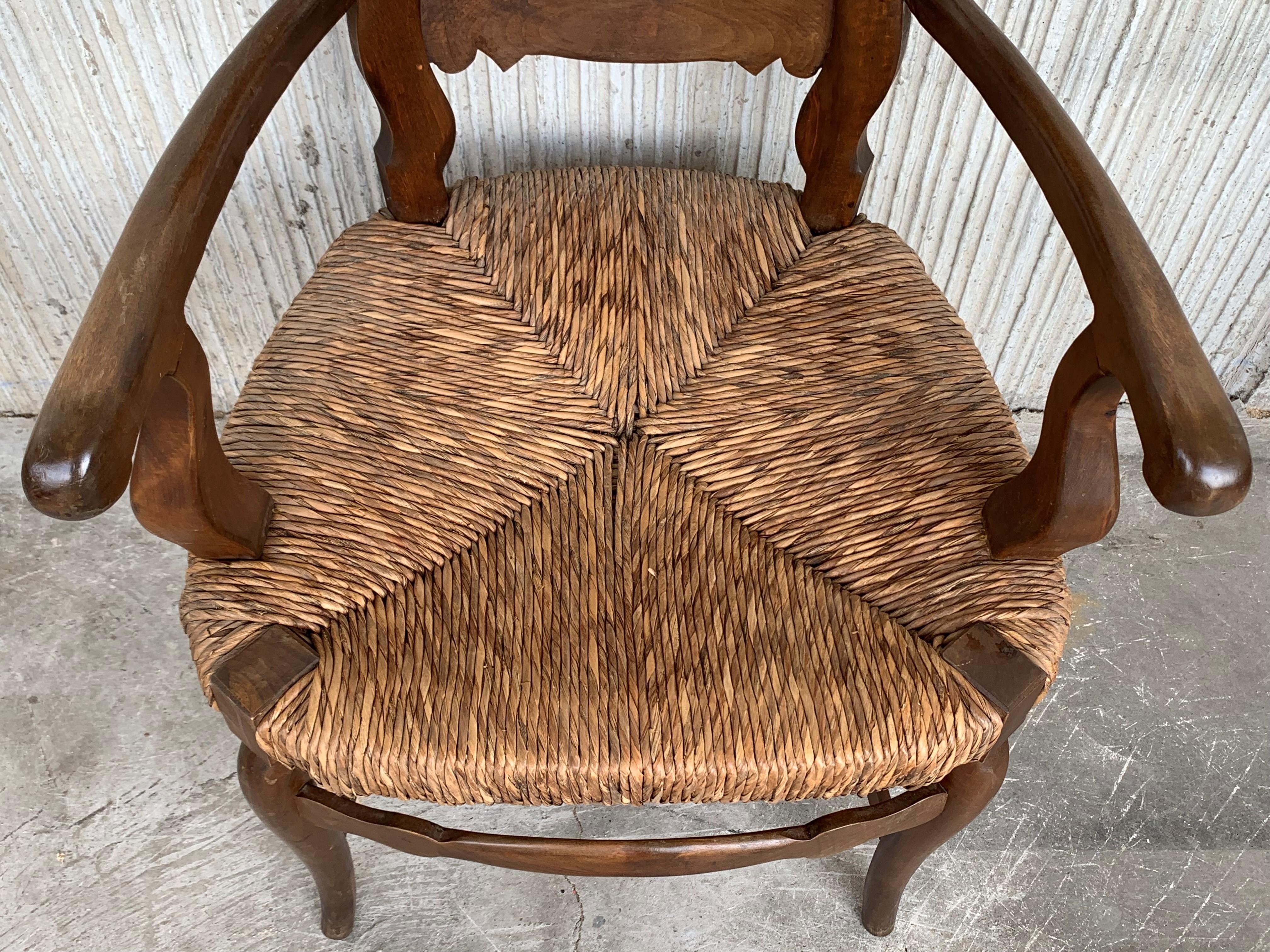 19th Century Set of Six Armchairs with Straw Seat For Sale 3