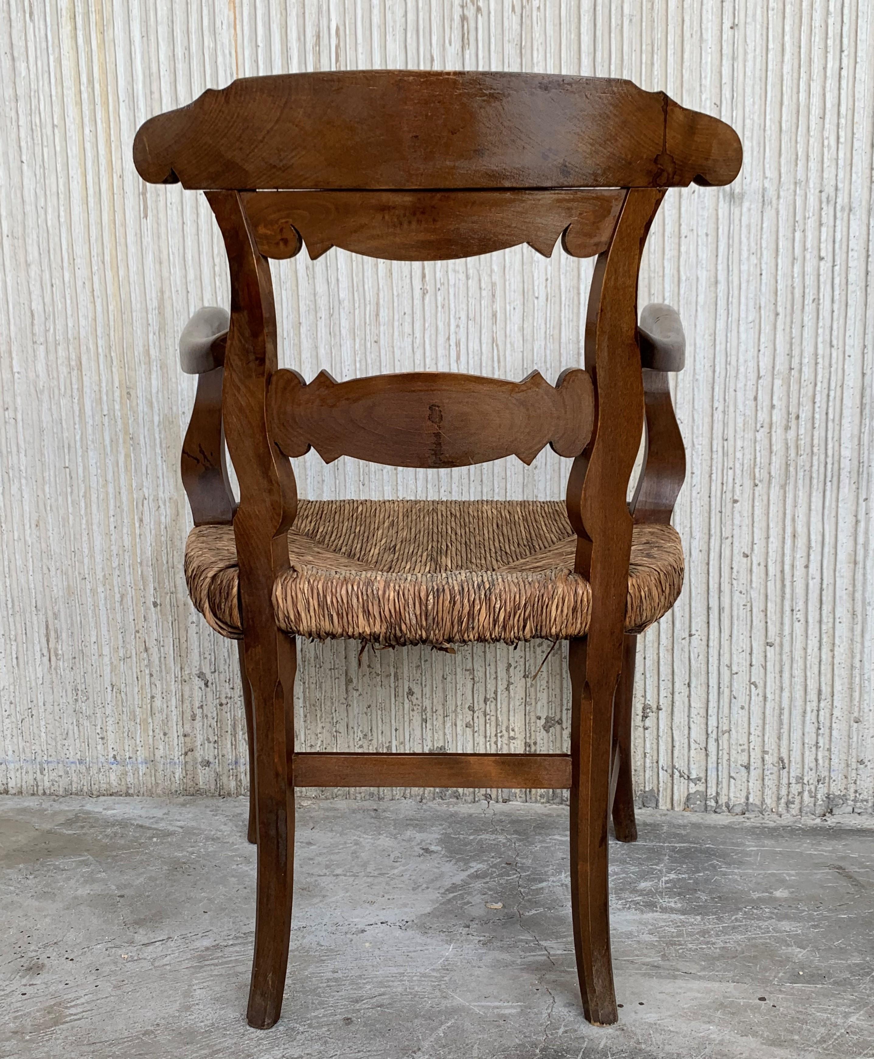 19th Century Set of Six Armchairs with Straw Seat For Sale 4