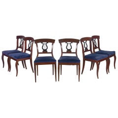 Ensemble de six chaises de salle à manger anciennes de style Biedermeier du XIXe siècle